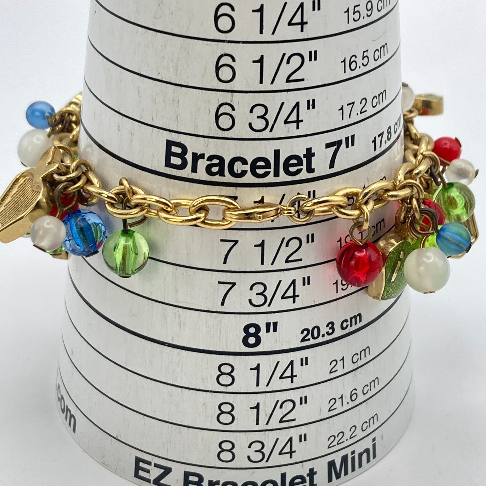 Quacker Factory Women’s Charm Bracelet Watch Gold Tone Teacher New Battery 7.25″