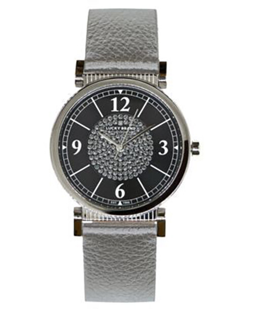 New Lucky Brand Women’s Carmel Silver Metallic Leather Strap Watch 34mm $175.00