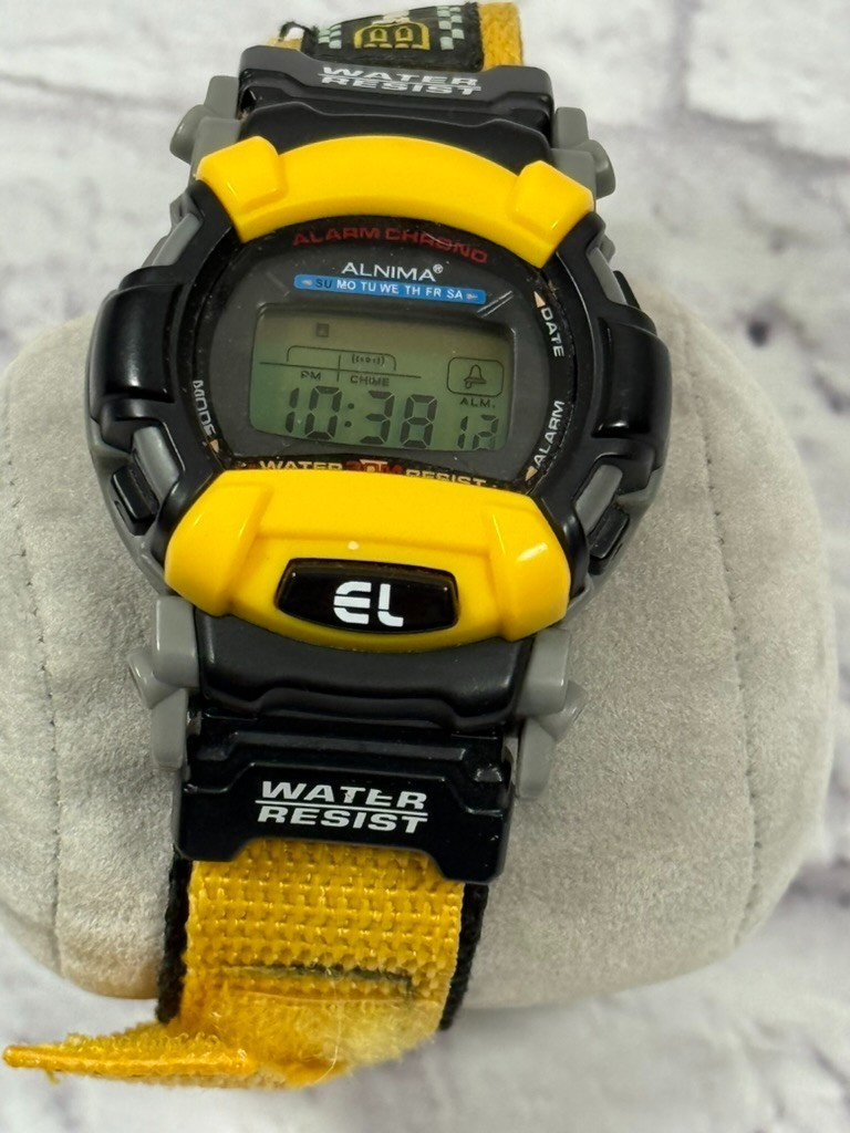 Alnima Mens Watch Alarm Chrono 30M Water Resistant Hook & Loop Strap No Manual