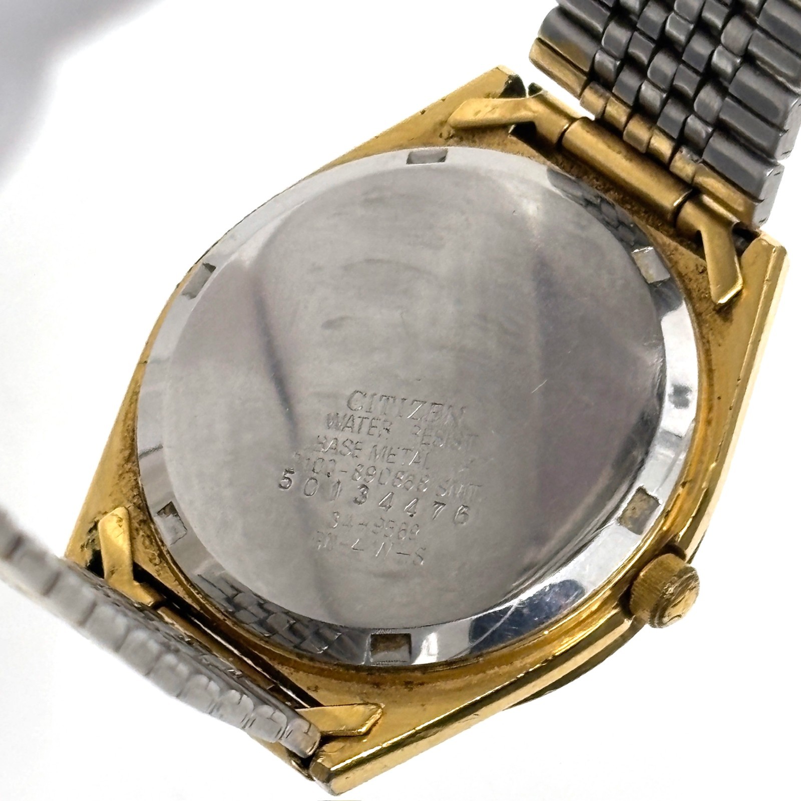 Vintage 1985 Citizen Quartz Gold Tone Day Date Watch Orig Bracelet New Battery