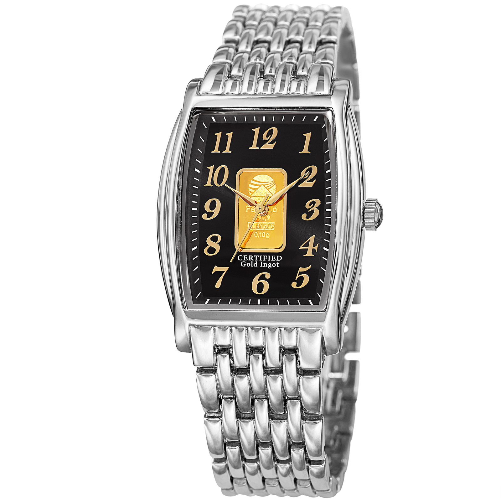Men’s August Steiner AS8226SSB Certified 0.10G Plate Of Pure Gold Bracelet Watch