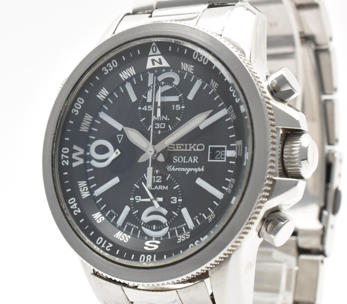 ▶️Seiko Prospex Sky Solar Chronograph V172-0AG0 Black Dial Pilot 2013 Men’s