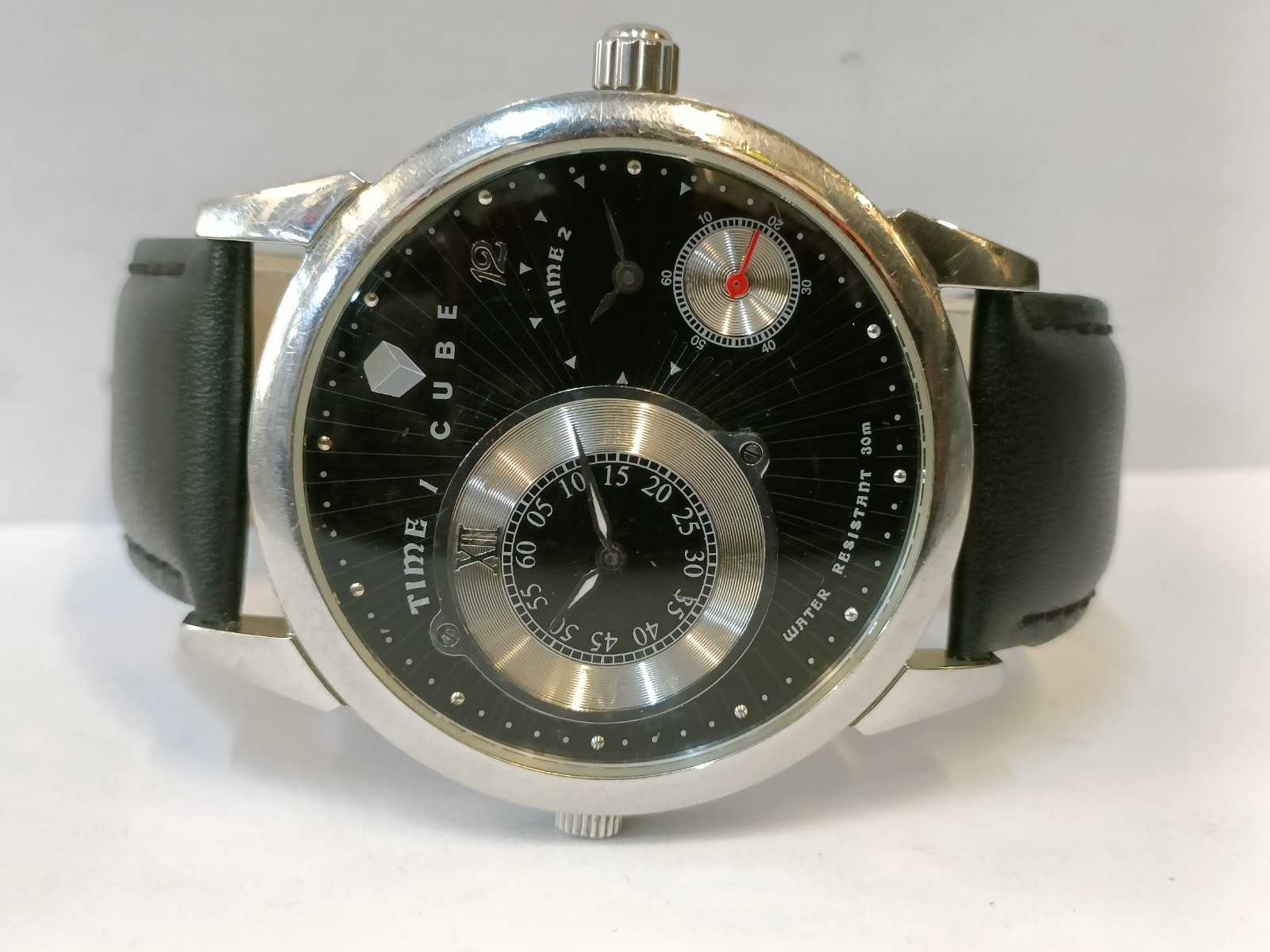 CUBE DUAL TIME QUARTZ BLACK DIAL CB10315 MEN’S WORKING CONDITION