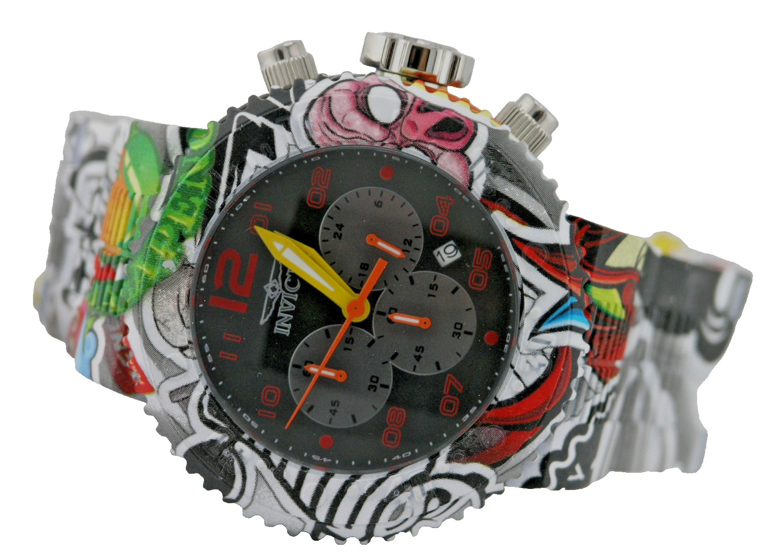NEW INVICTA 39058A PRO DIVER GRAFFITI BLACK CHRONOGRAPH WATCH STEEL QUARTZ 52MM