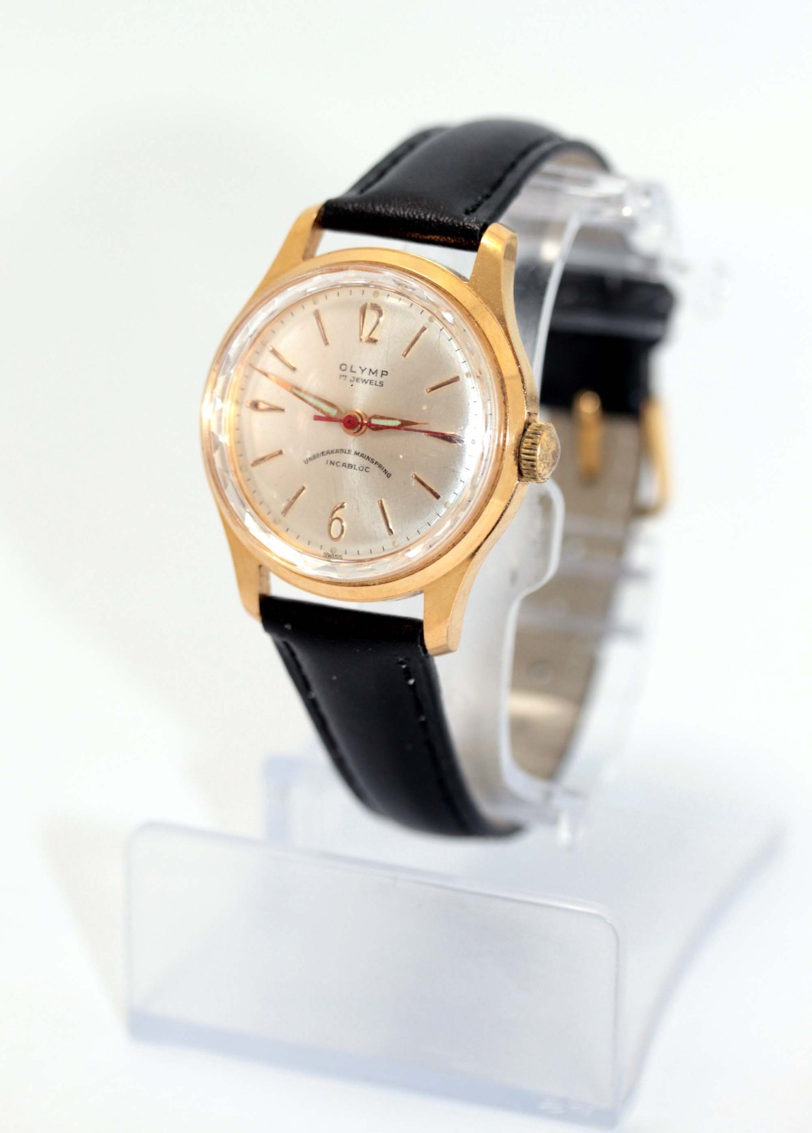 1950s AUST BRAND OLYMP SMALL GENT’S WATCH 17 JEWELS SWISS MANUAL FACETED GLASS