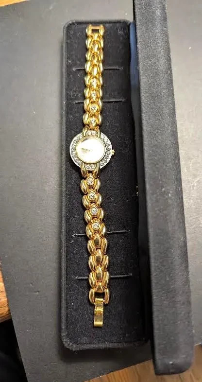 Elizabeth Taylor watch faux gold & crystal wristwatch movie star jewelry