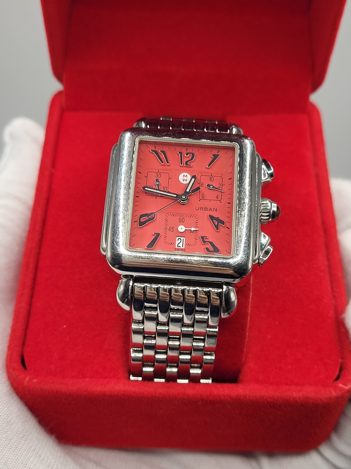 [ WORKS ] Michele Urban 33 X 35mm Women’s Urban Chronograph St. Steel Swiss 6.8″