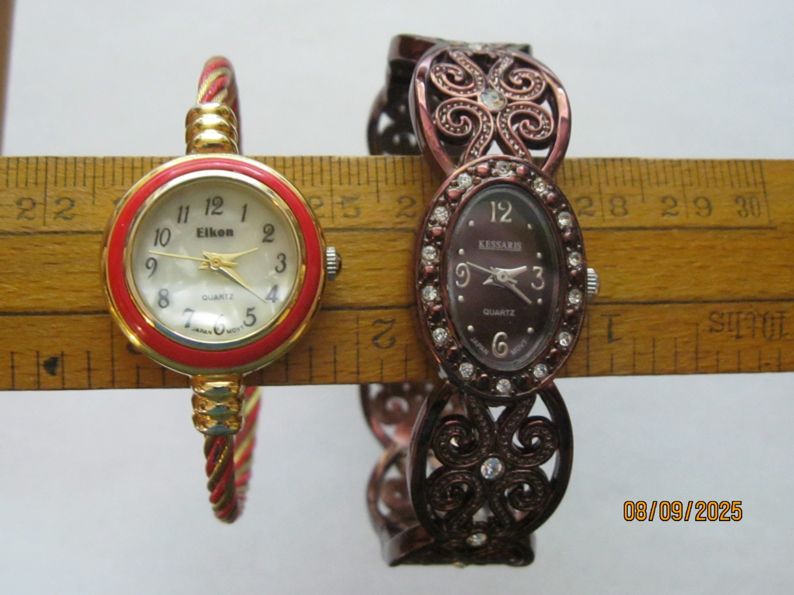 SET OF 2 LADIES WATCHES DESIGNER JEWELRY KESSARIS AND EIKON BOTH WORKING PERFECT