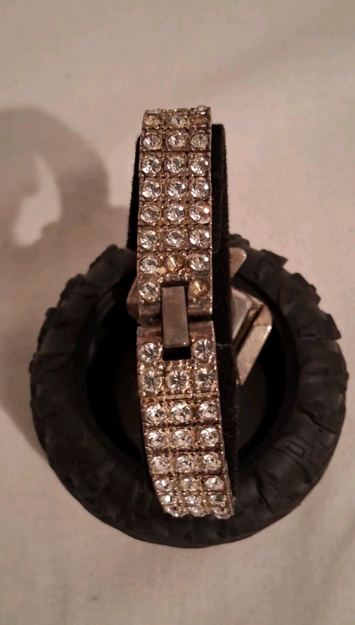 Vtg Suzanne Somers Watch Women Silver Tone Pave Crystals Needs Battery