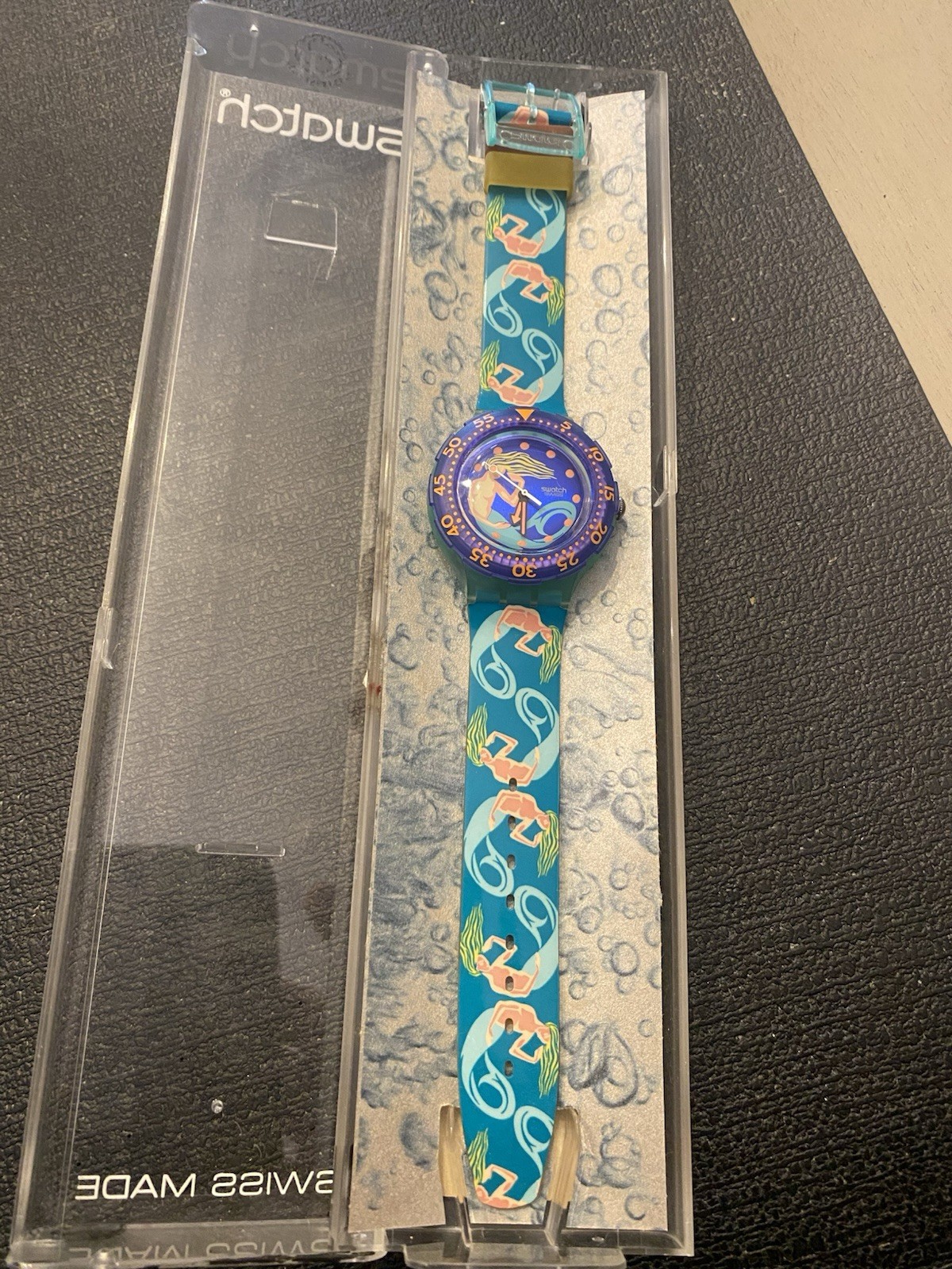 1993 Swatch Sailor’s Joy Mermaid Scuba Watch 200 Vintage With Original Box