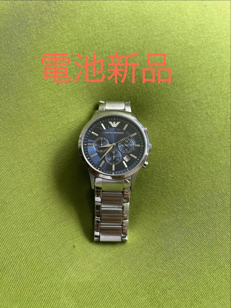 Emporio Armani AR2448 Watch Chronograph Silver Stainless Steel Blue Dial