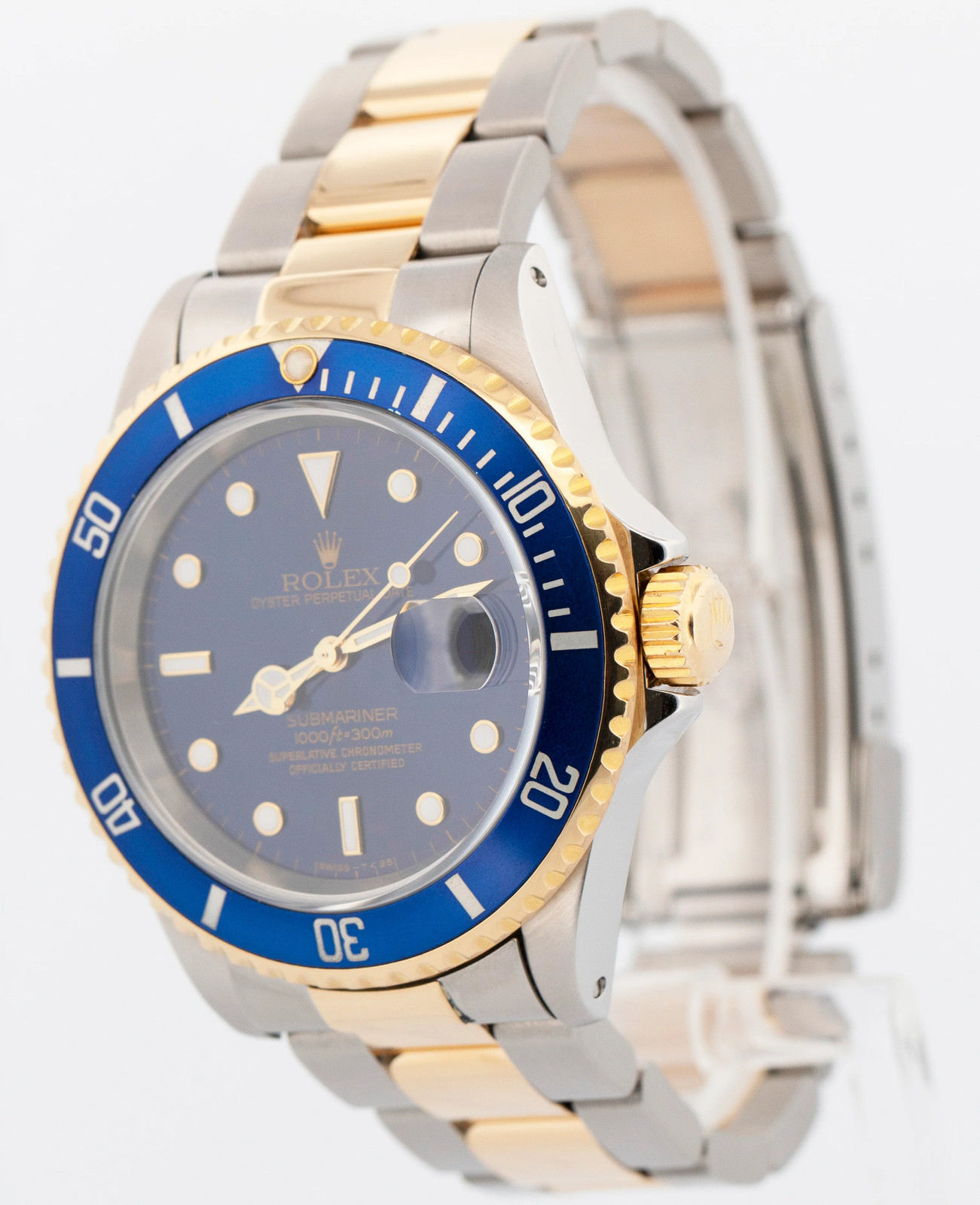 Rolex Submariner BLUE Two-Tone 18K Yellow Gold Steel 40mm 16613 LB Watch