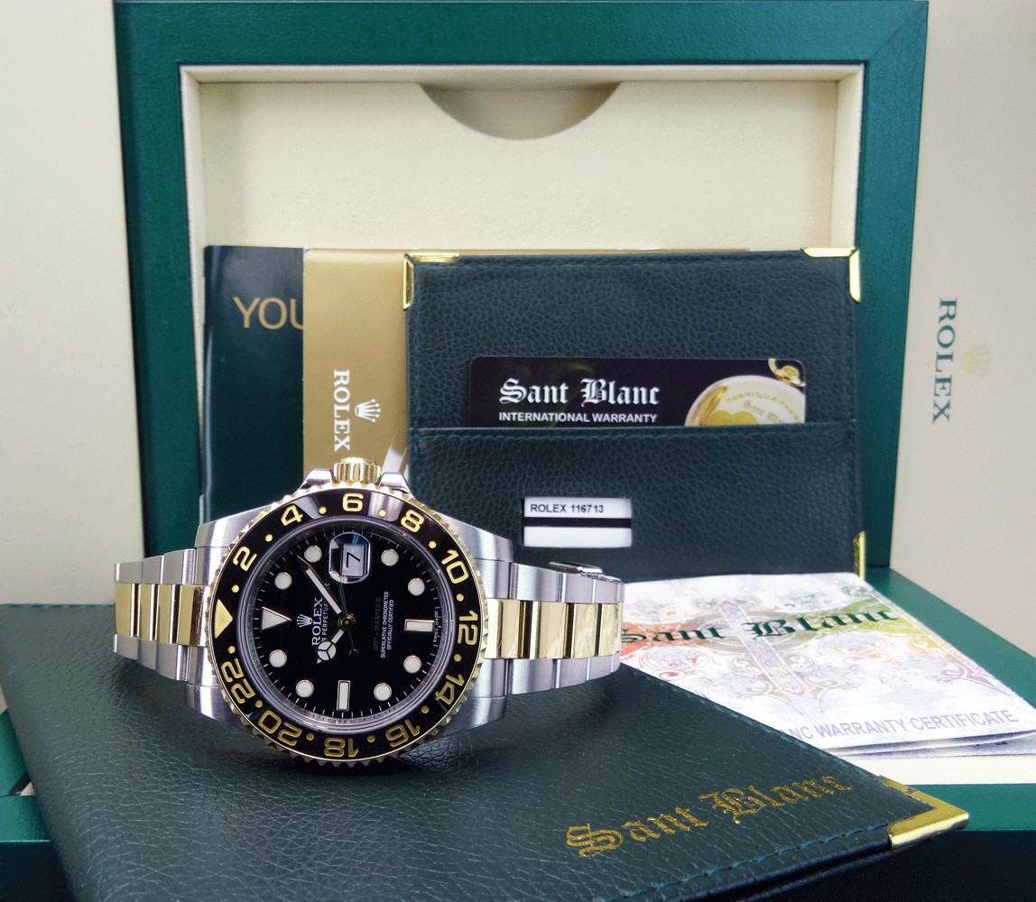 ROLEX – 18kt Gold & Stainless Steel GMT Master II 116713LN – SANT BLANC