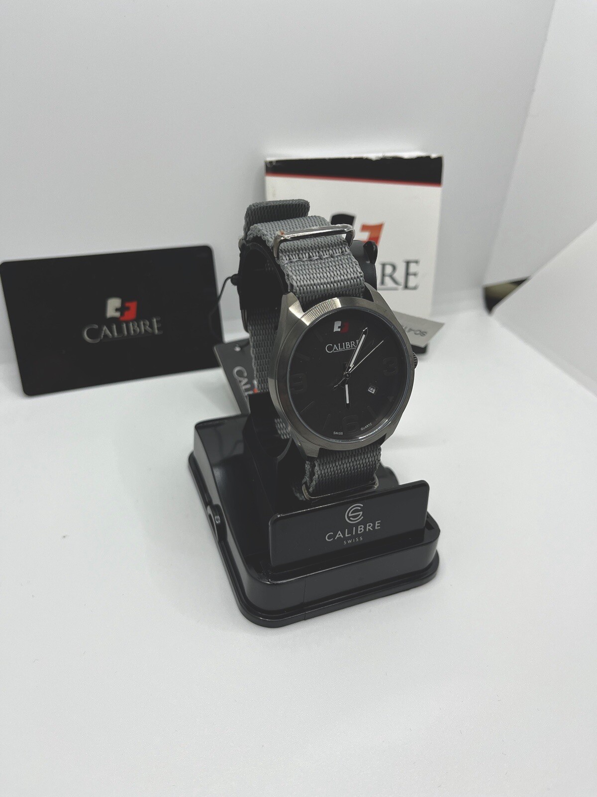 Calibre Men’s SC-4T1-04-001.6T Trooper Steel Khaki Gray Canvas Band Date Watch/