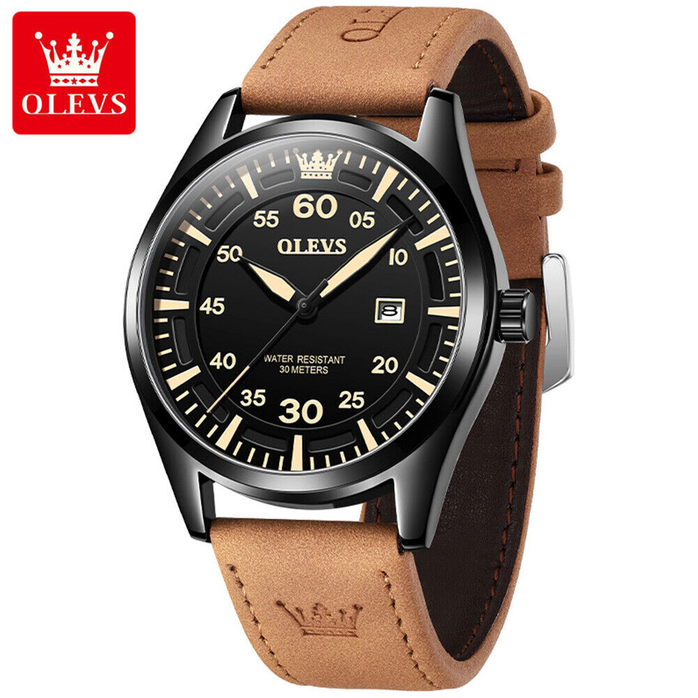 OLEVS Quartz Watch Waterproof Simple Fashion Men’s Wristwatches Calendar Display
