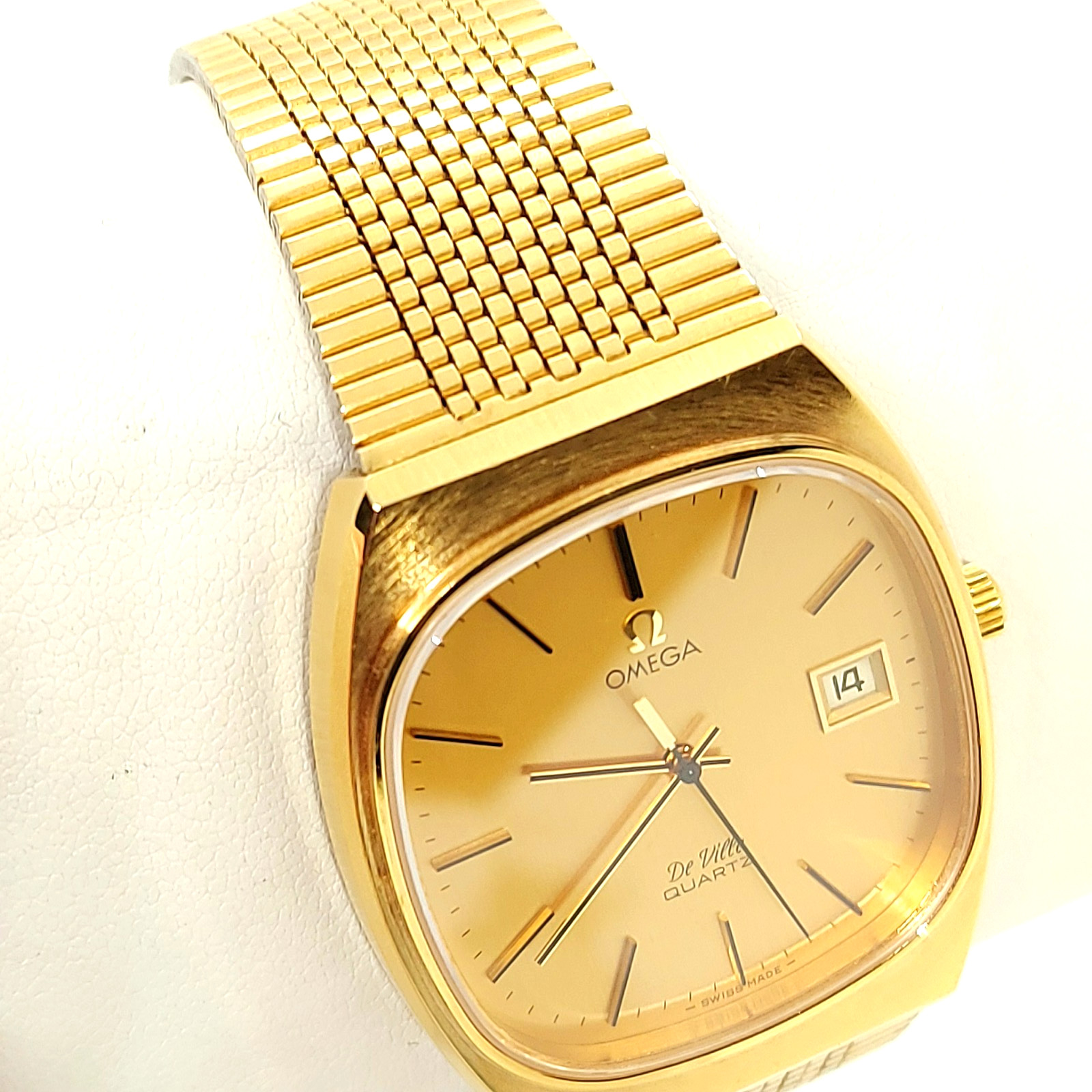 NOS OMEGA De Ville Quartz 1342 Ref.192.0035 Gold Capped Date Vintage Men’s Watch