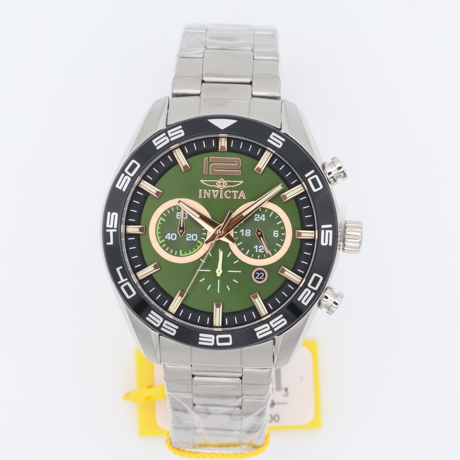 Invicta Speedway 50179 Green Circuit 46.5mm Green Sunray Chronograph Two-Tone SS