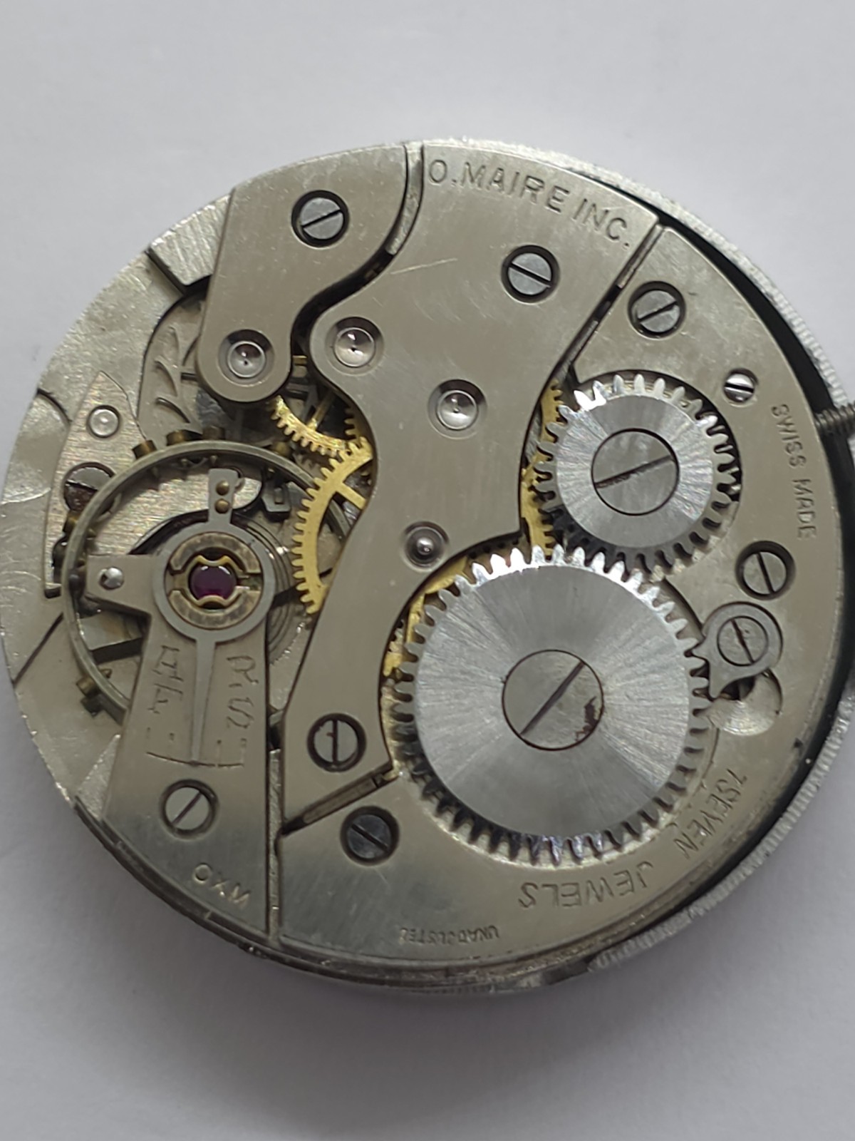Vintage O. Maire INC Cal. OM 115 Good Main Spring Stem Watch Movement Uhren