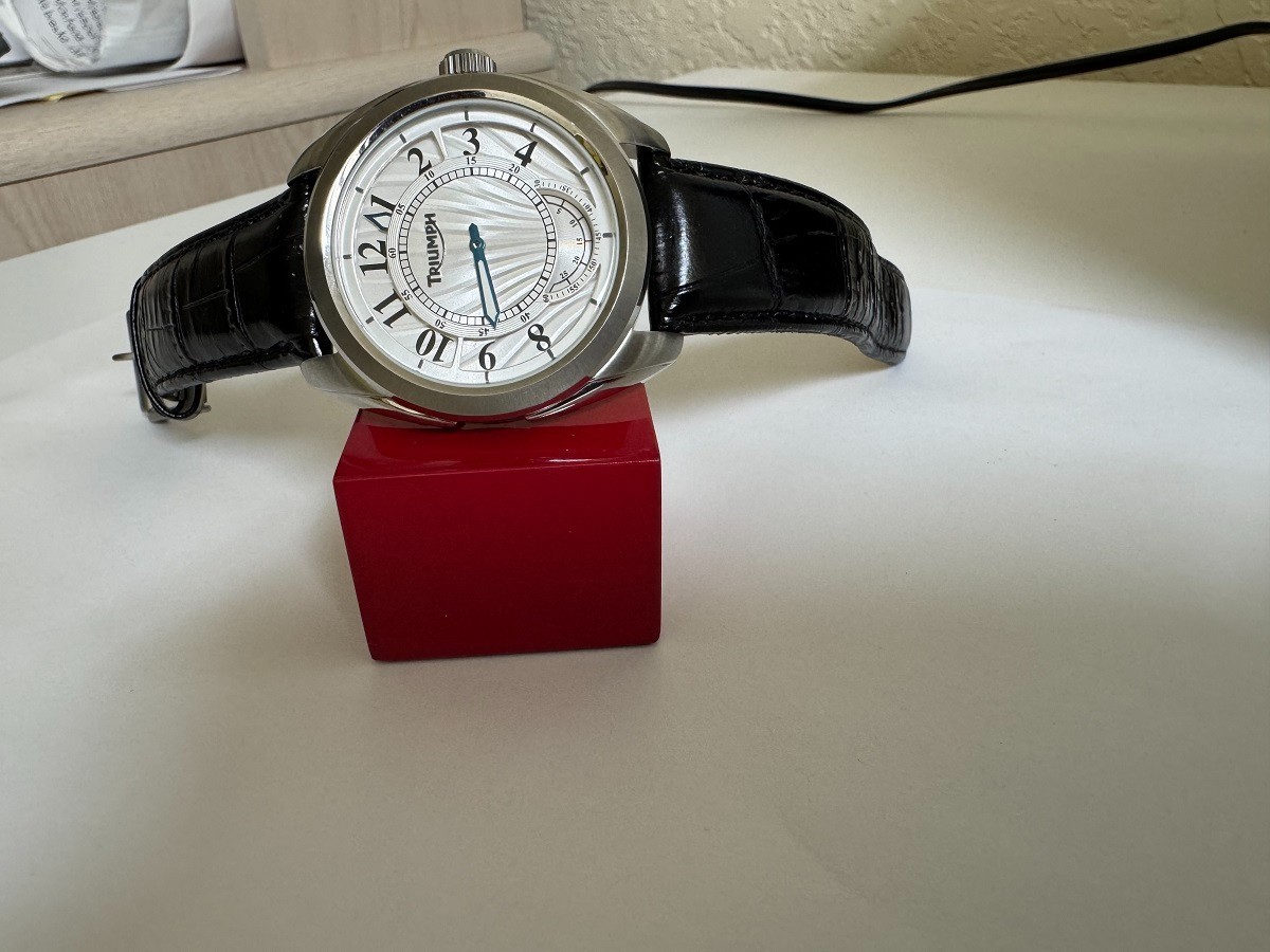 Triumph 3035-01 Men’s stainless steel watch black band silver dial