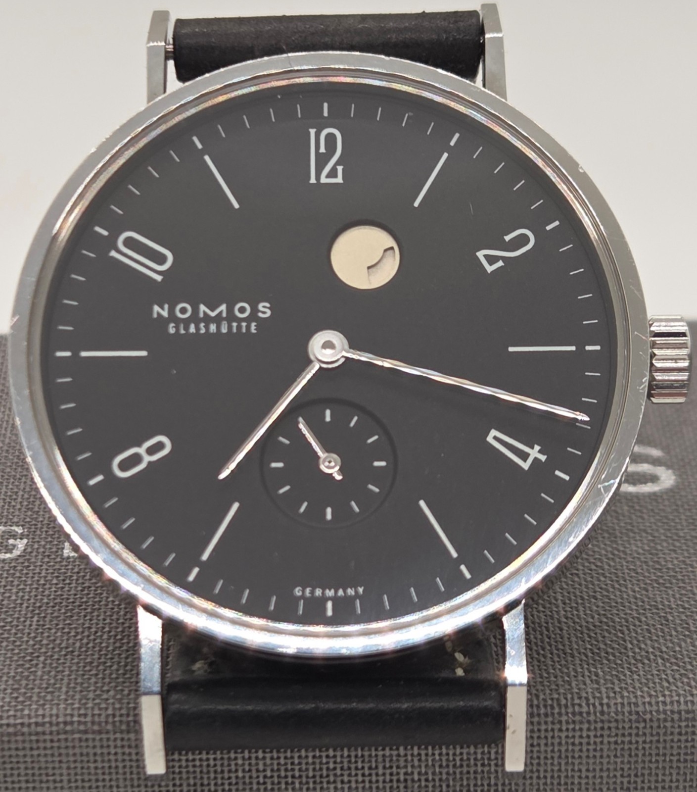 Nomos Glashutte Tangente Black Dial Manual Wind Power Reserve Watch