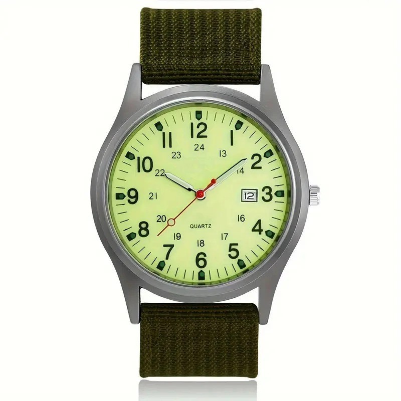 Men’s Watches Military Leather Canvas Quartz Analog Army Casual Wrist Watch
