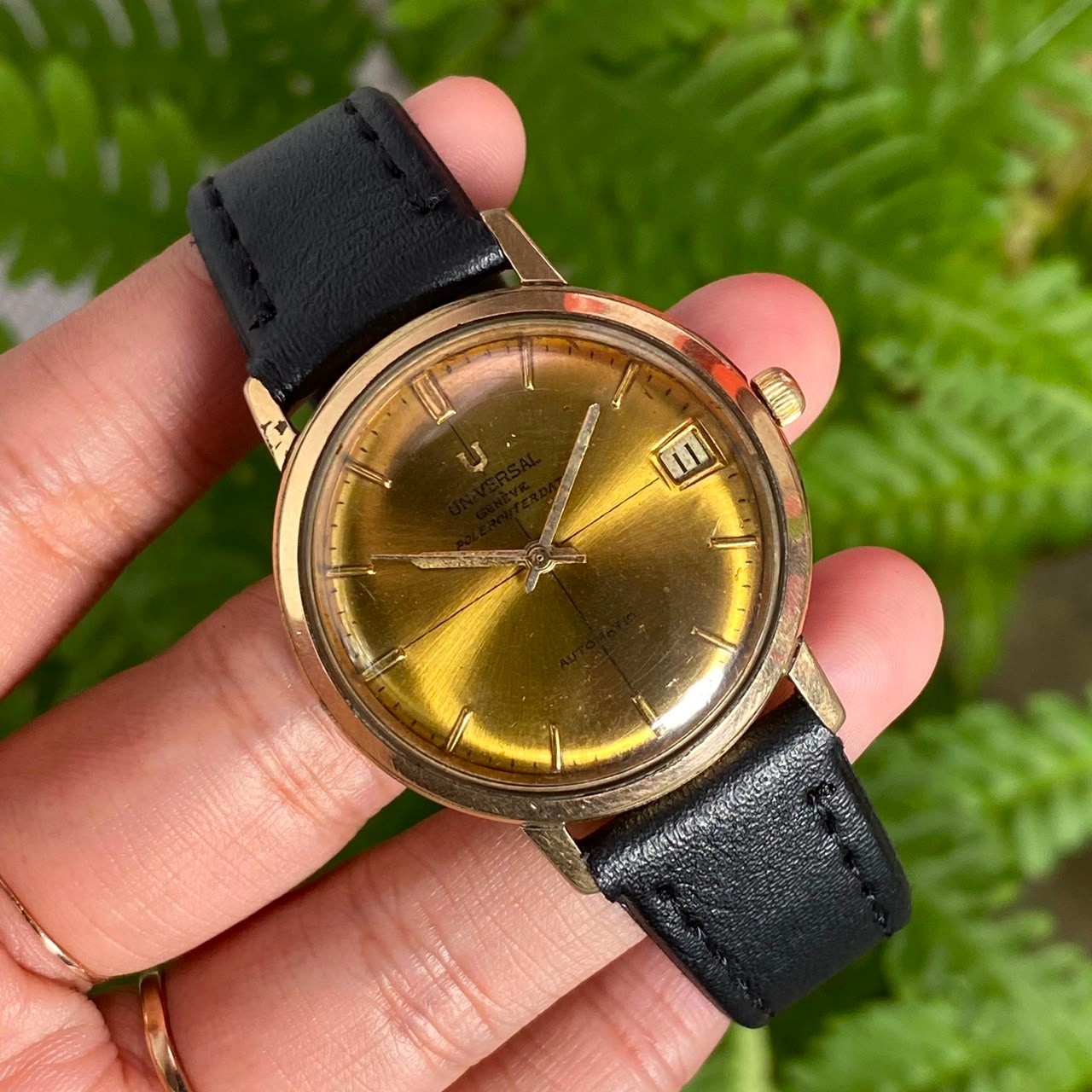 Rare Universal Geneve Polerouter Automatic REPAINT DIAL Date Swiss Watch Vintage