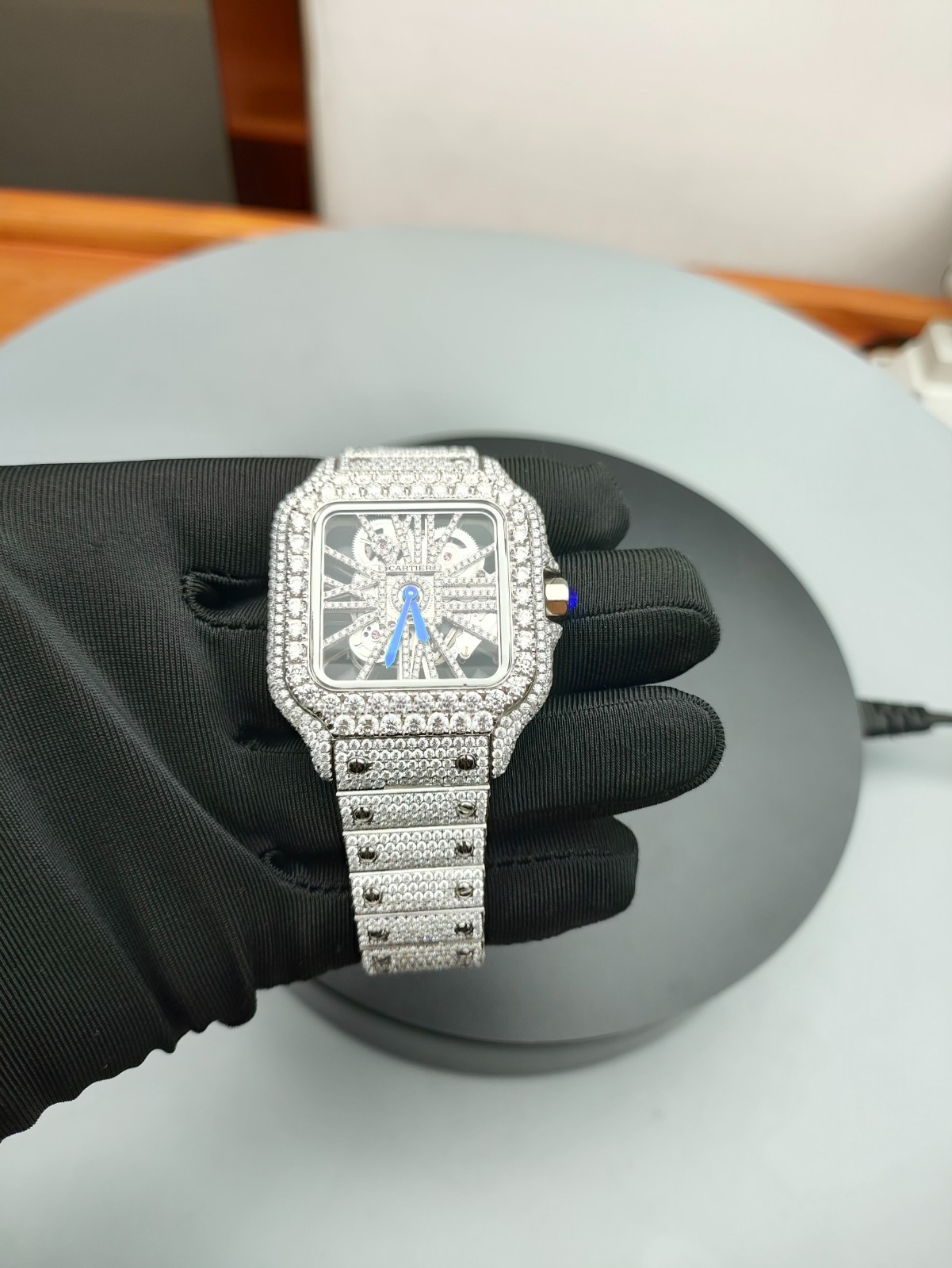 Hand-Set Iced-Out Skeleton Watch – Custom Unbranded Full Diamond Aftermarket Des