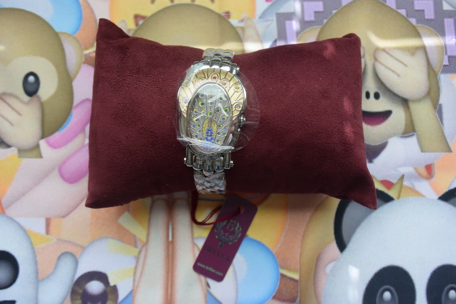 *NEW & RARE* Brillier Royal Plume Swiss-Made Precious Gem Stone Peacock Watch