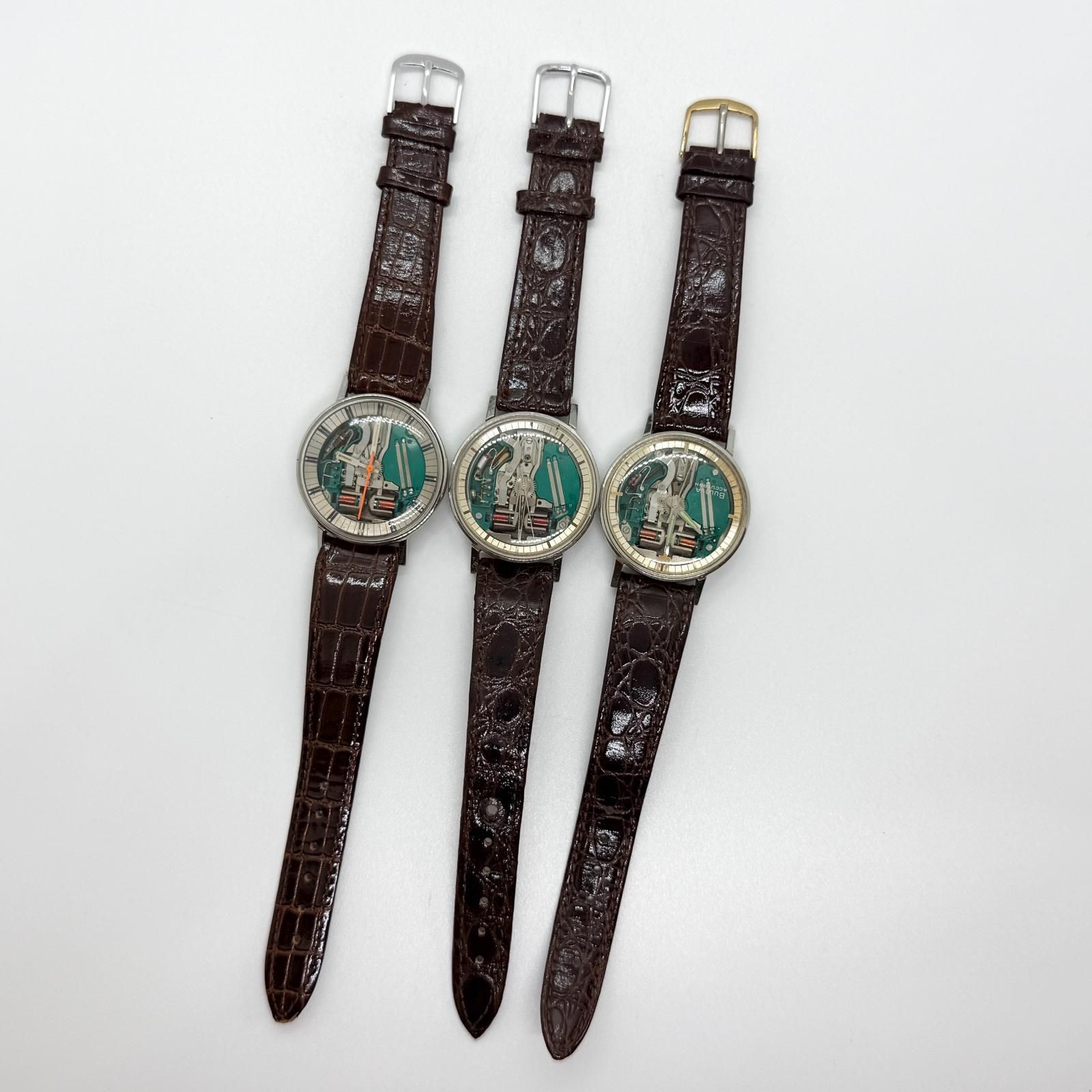 Bulova Accutron Skeleton Dial 3 Watch Set Quartz 19.5cm 7.68in Not Working Junk