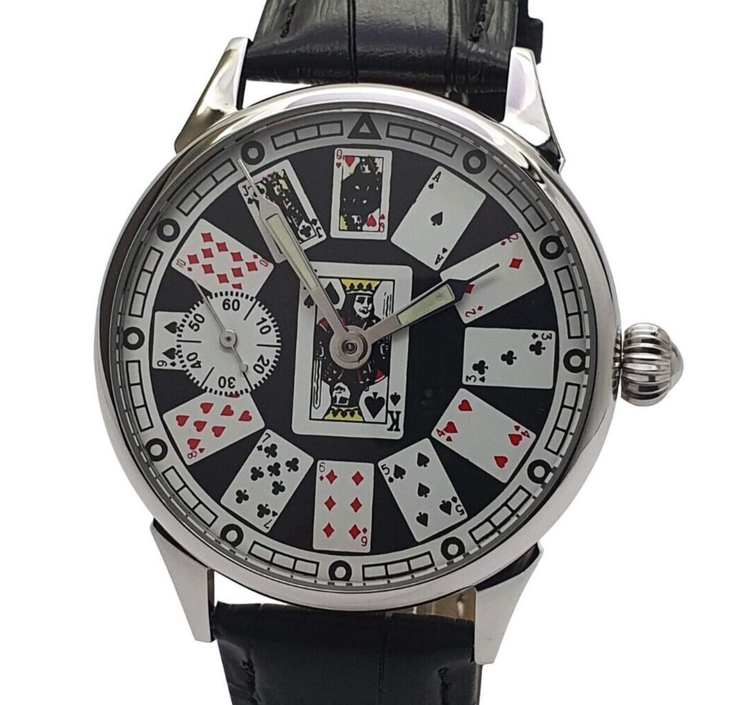 Vintage Watch Marriage Casino Playing Cards 3602 Dress Men’s Wristwatch 18Jewels