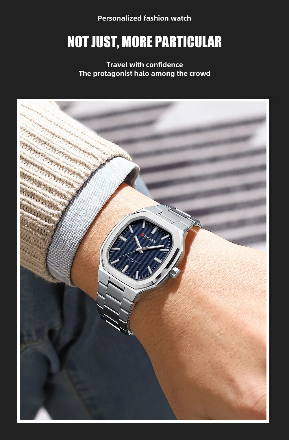 2025 Luxury Design Business Square Quartz Watches Classic Stripe Design Dial