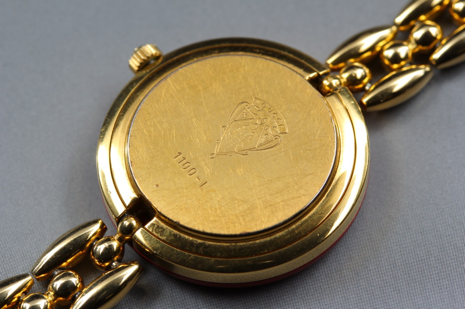 [Exc+5] Vintage GUCCI 1100-L Change Bezel Quartz Red Gold 26mm Women’s Watch