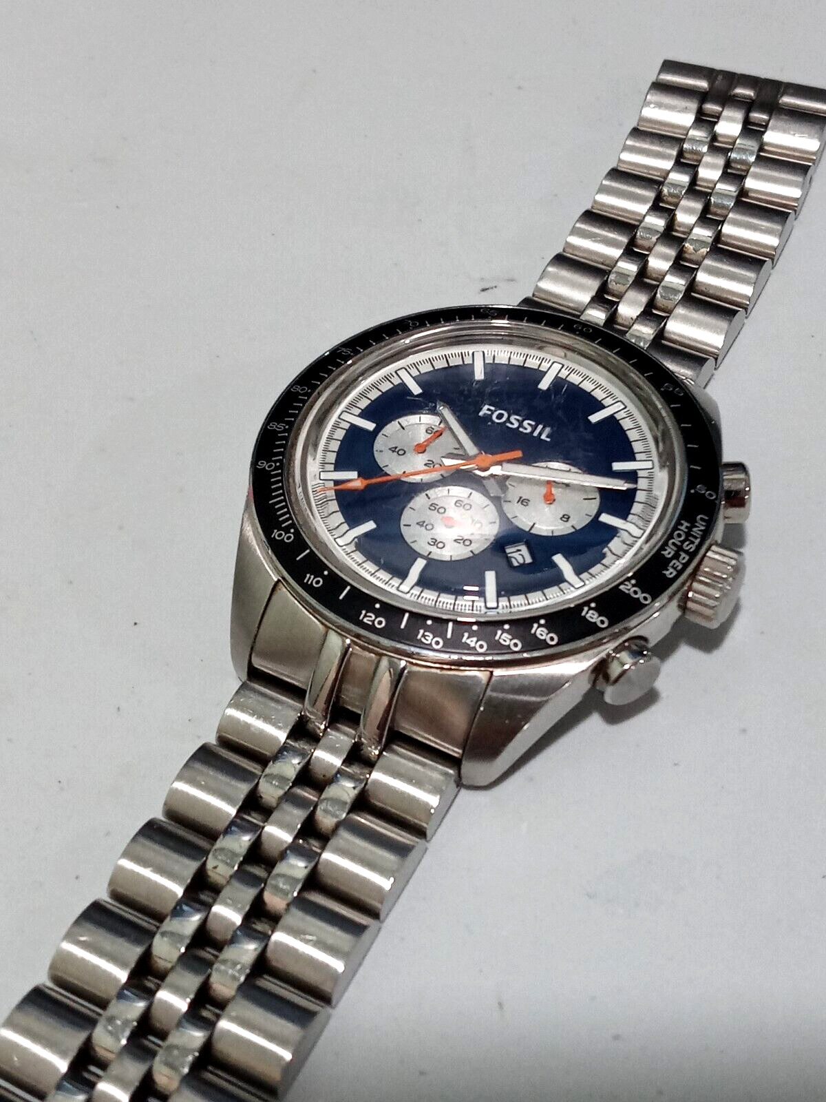 Fossil 44mm Speed Heritage Black Dial Chrono Japan Quartz US Seller VERY CLEAN