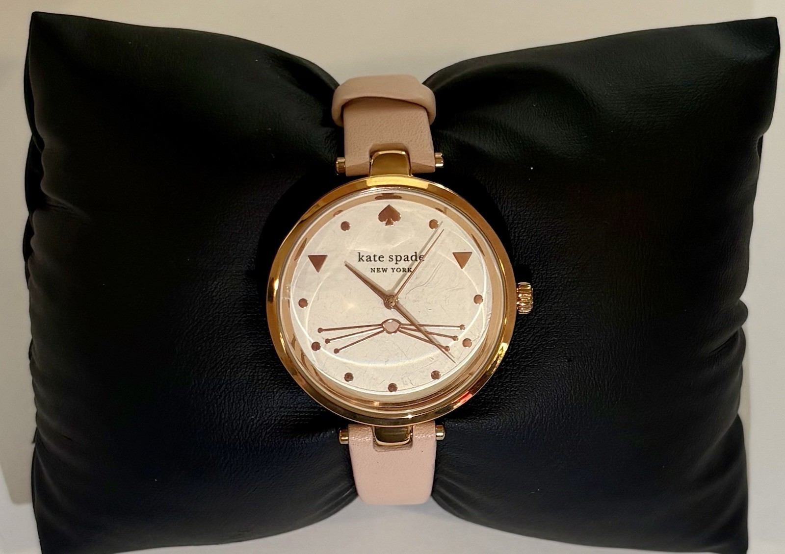 Kate Spade New York Holland Cat Watch KSW9049 Rose Gold Pink Leather Women