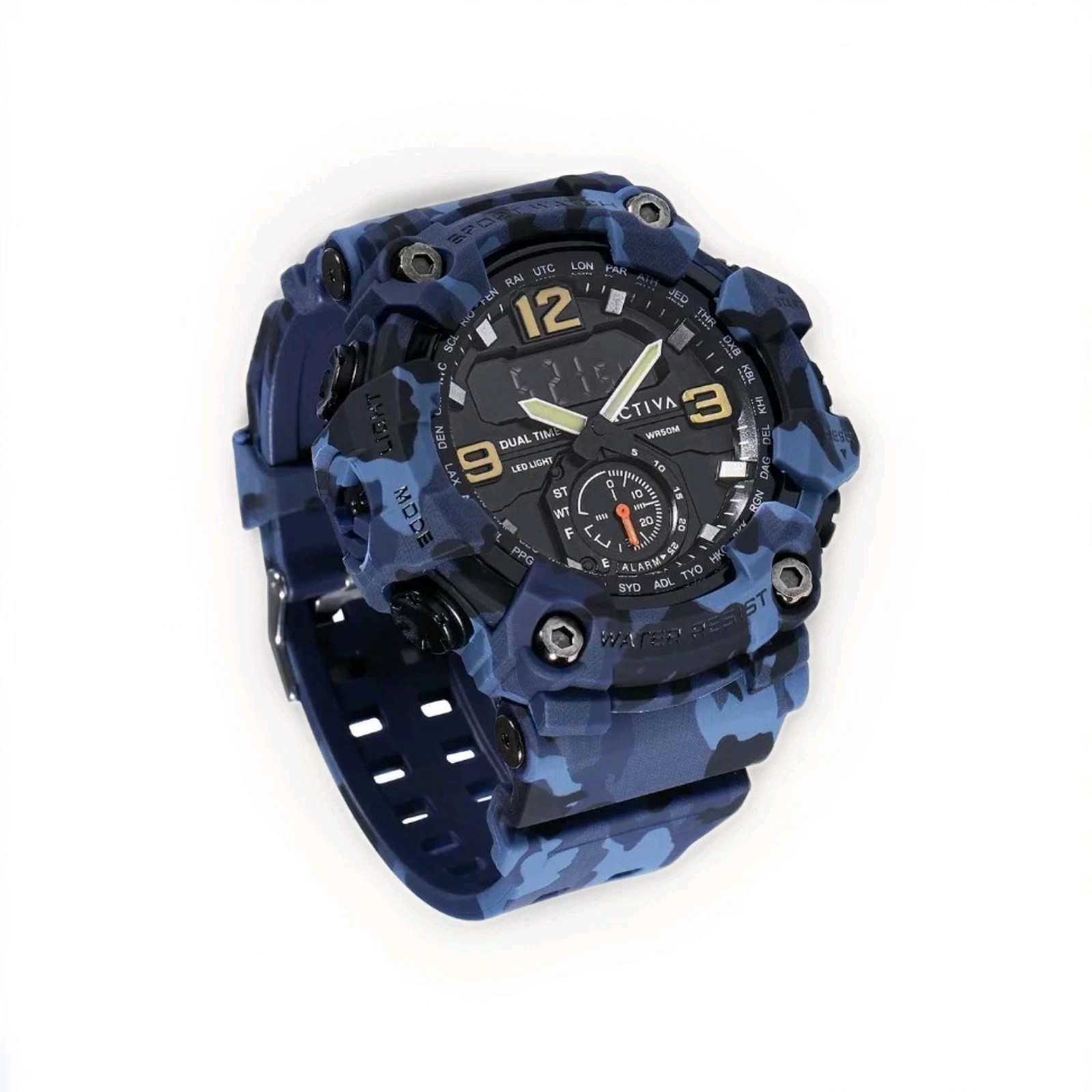 Activa X Invicta BlackOps Digital Men’s Watch – 56mm Camouflage Blue New in Box
