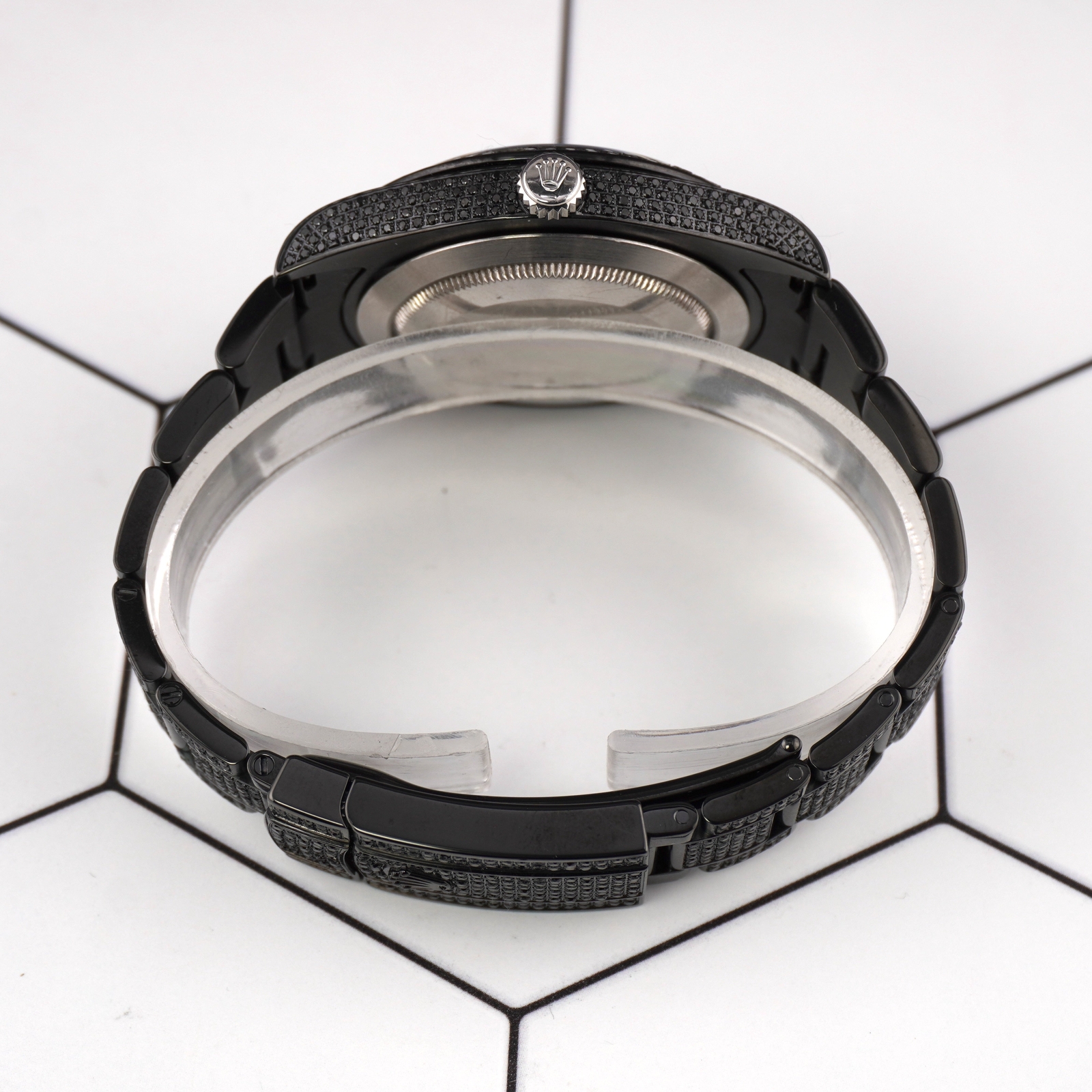 Rolex Datejust 41mm Black IcedOut 10ct diamond Black Dial Watch 116300