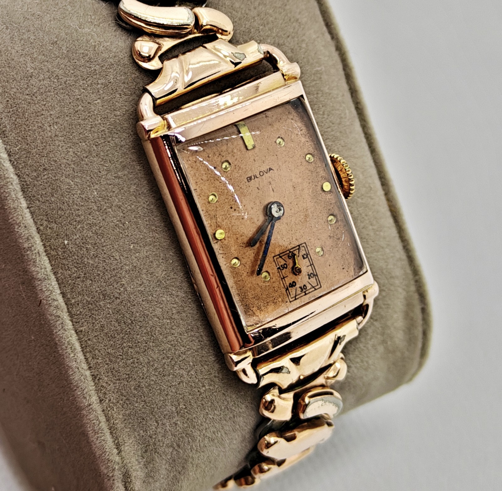Vintage 1945 Bulova “President K” Men’s Watch 7AK 21J Rose Gold Period Bracelet