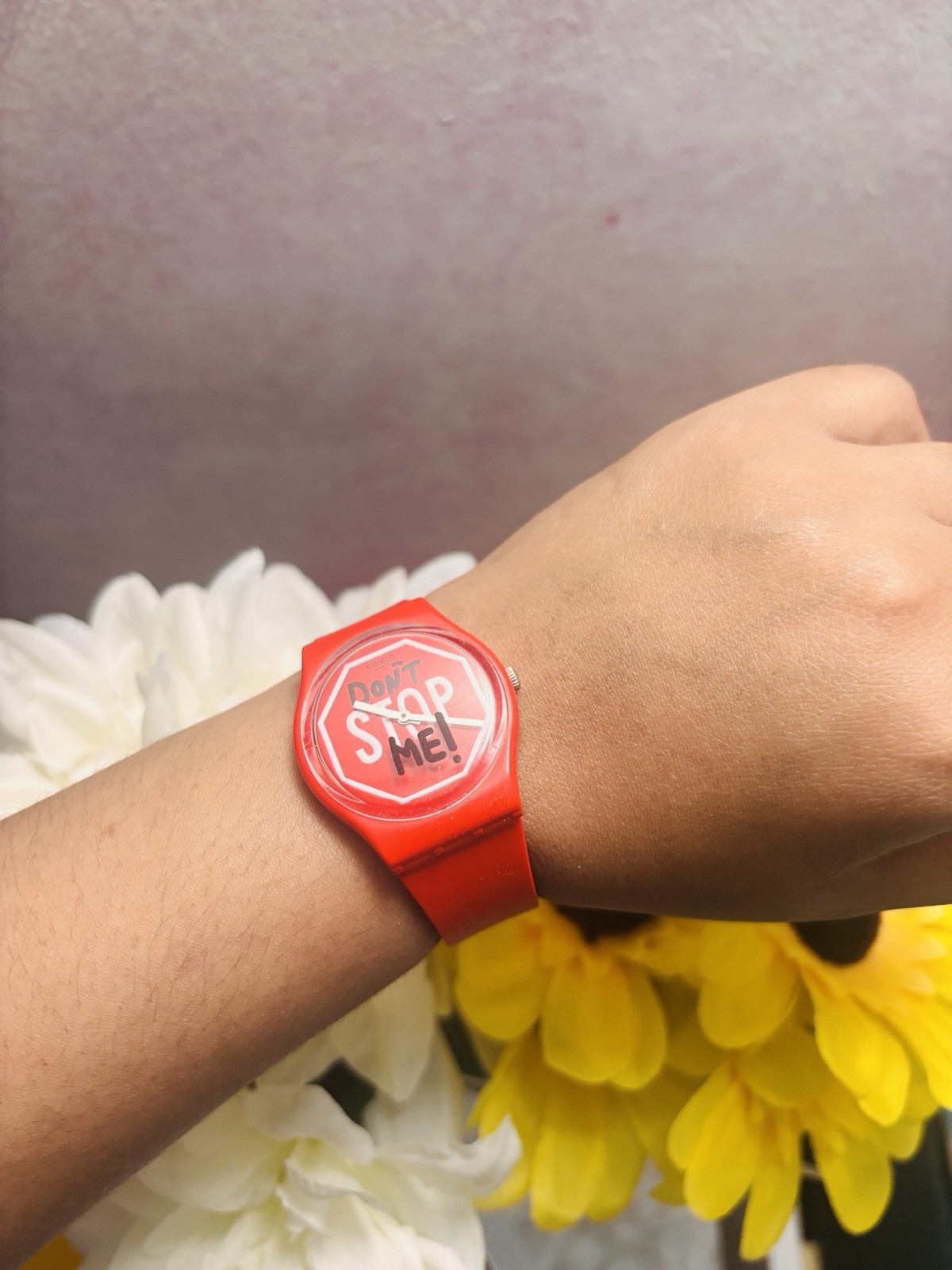 New Swiss Swatch Essentials DON’T STOP ME! Red Silicone Watch 34mm GR183 $75