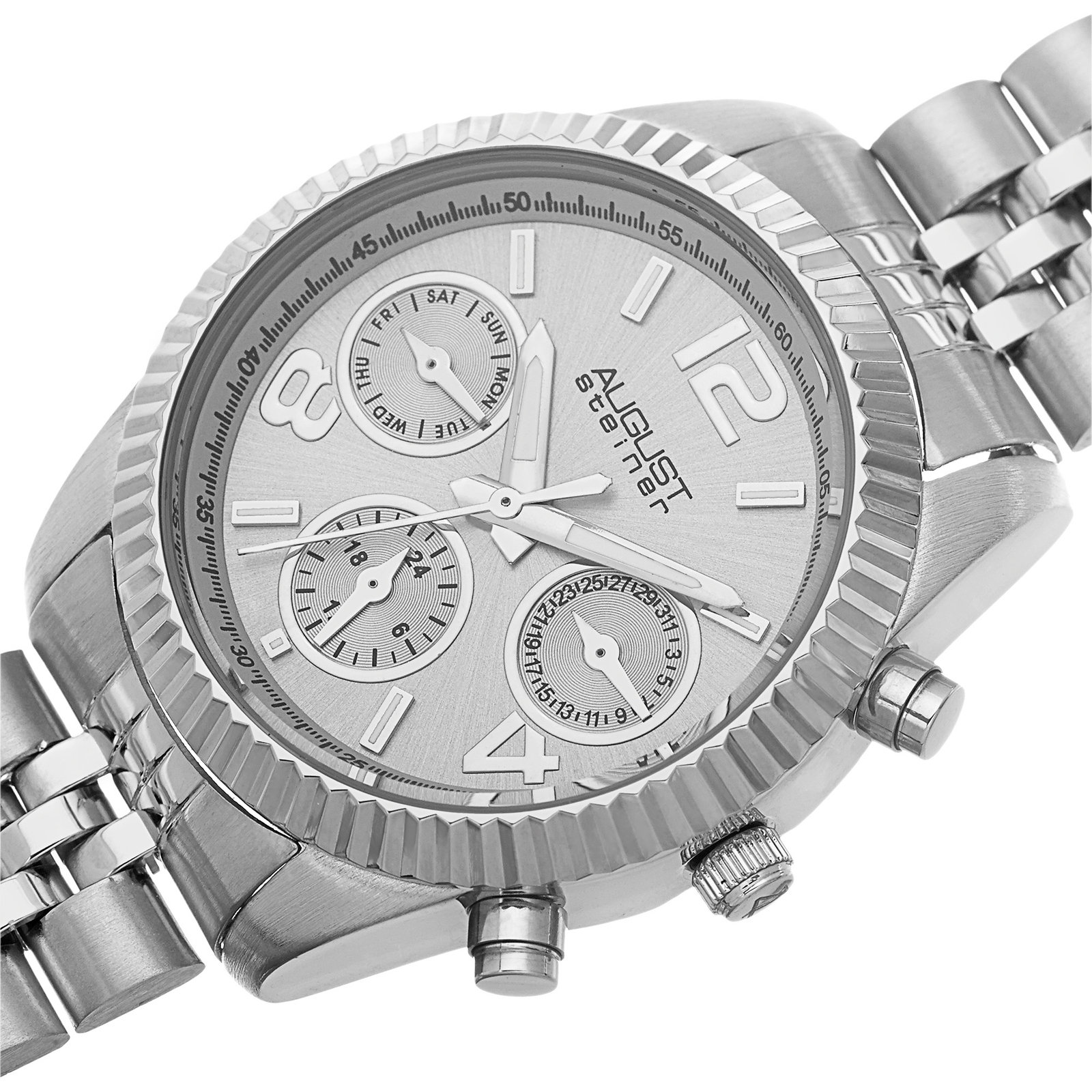 Women’s August Steiner AS8103SS Swiss Day/Date Stainless Steel Silver-tone Watch
