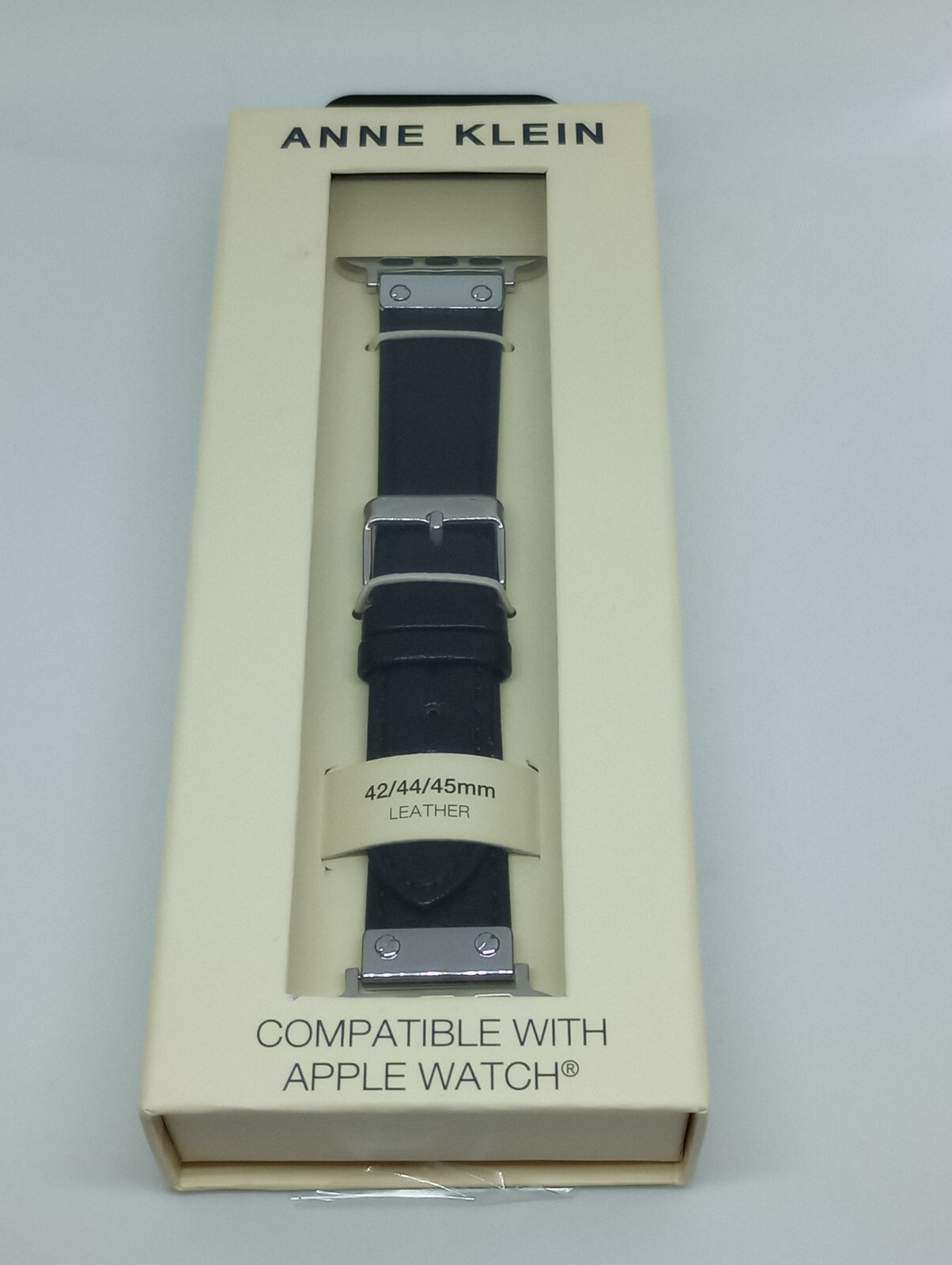Anne Klein Soho Collection Women’s Black Leather Strap Apple Watch 42/44/45mm