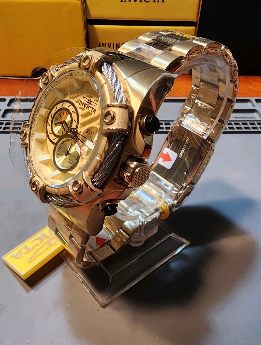 Invicta Bolt Ace Men’s Wristwatch 52mm Steel/Gold #48866 Brand New!