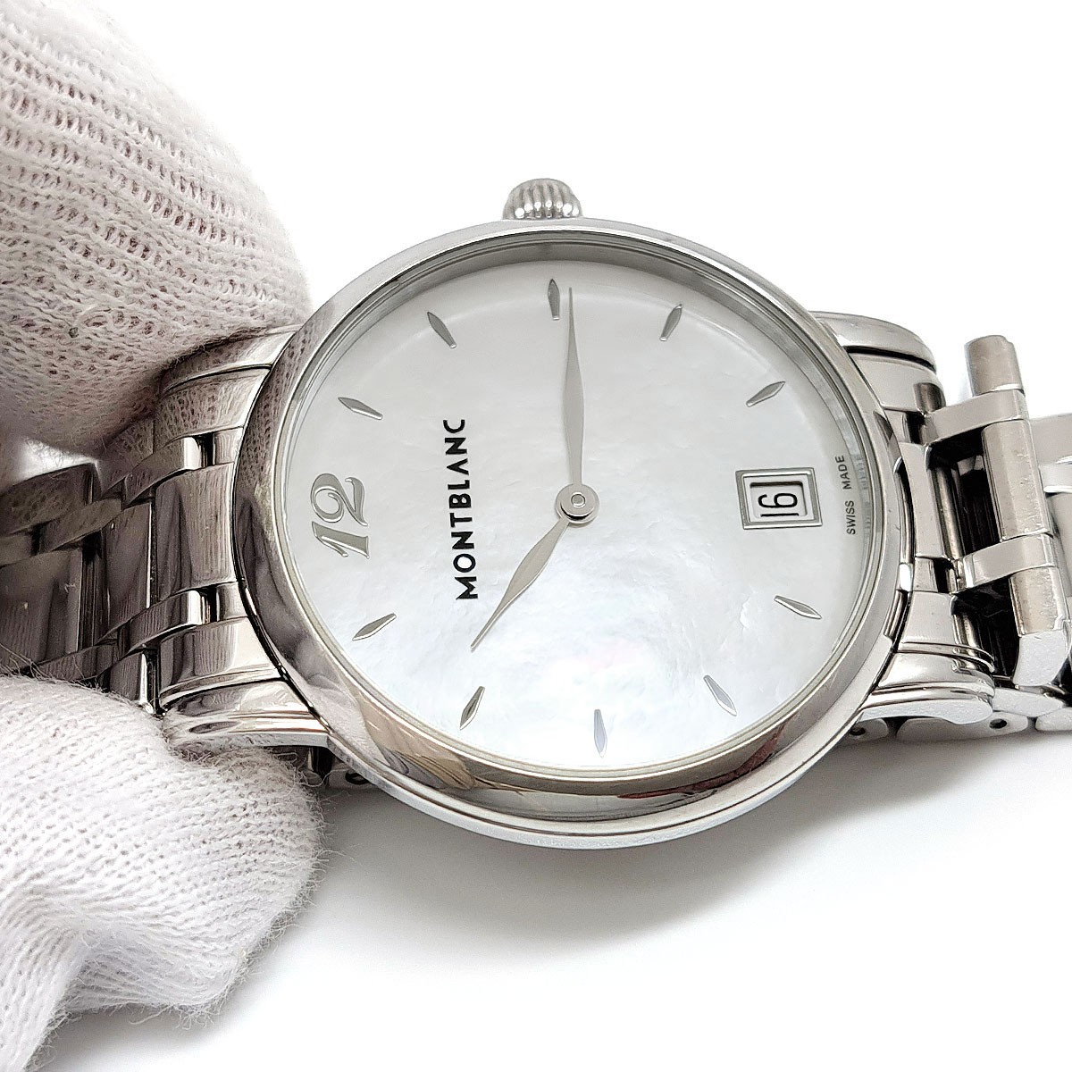 Montblanc Star Classic Shell Dial 7246 Stainless Steel 34mm White Dial #TSW689