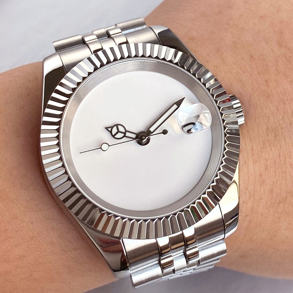 36MM 39MM Tandorio Blank White Dial Sapphire Glass NH35A Automatic Mens Watch