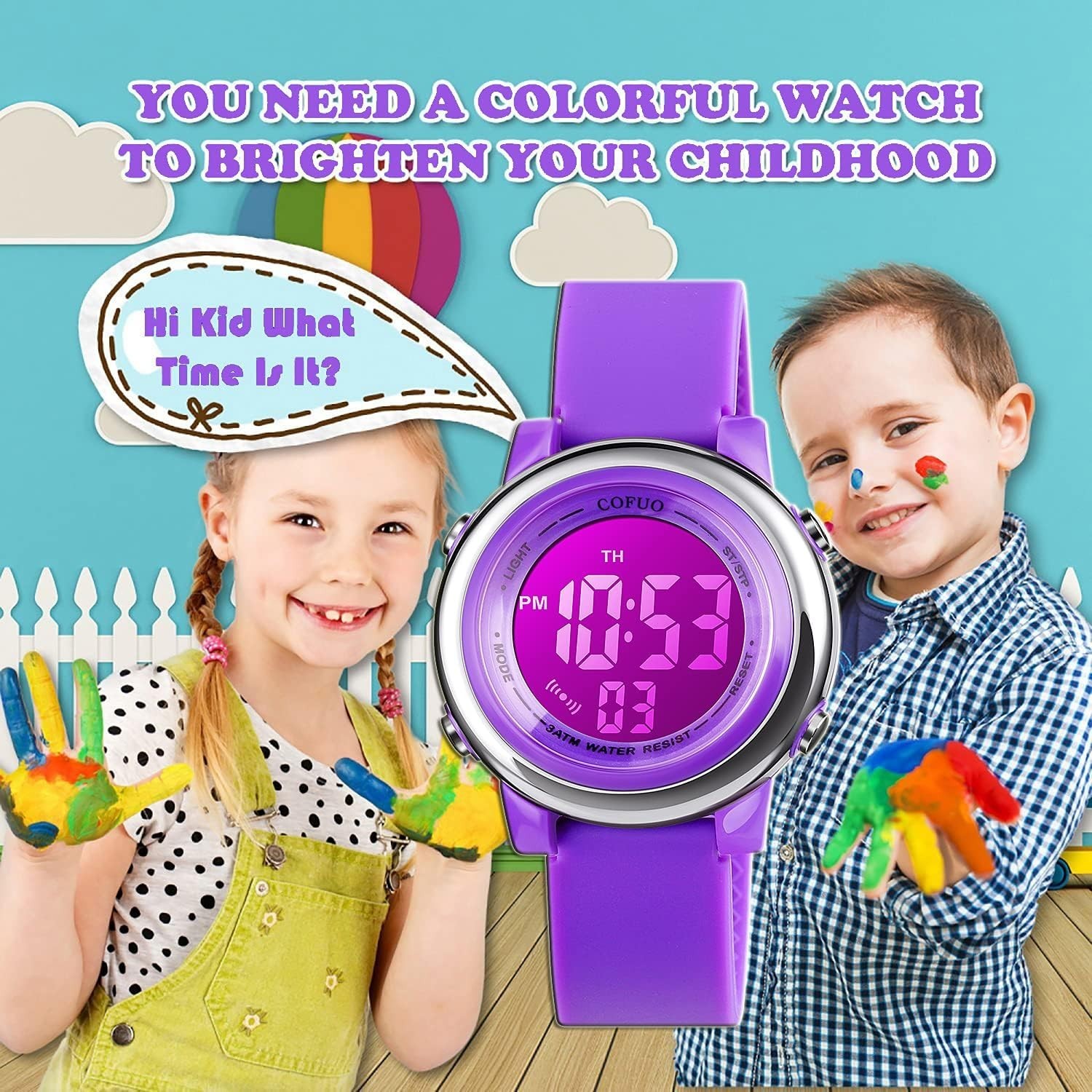 Girls & Boys Waterproof Digital LED Watch – Durable & Fun for Young Explorers
