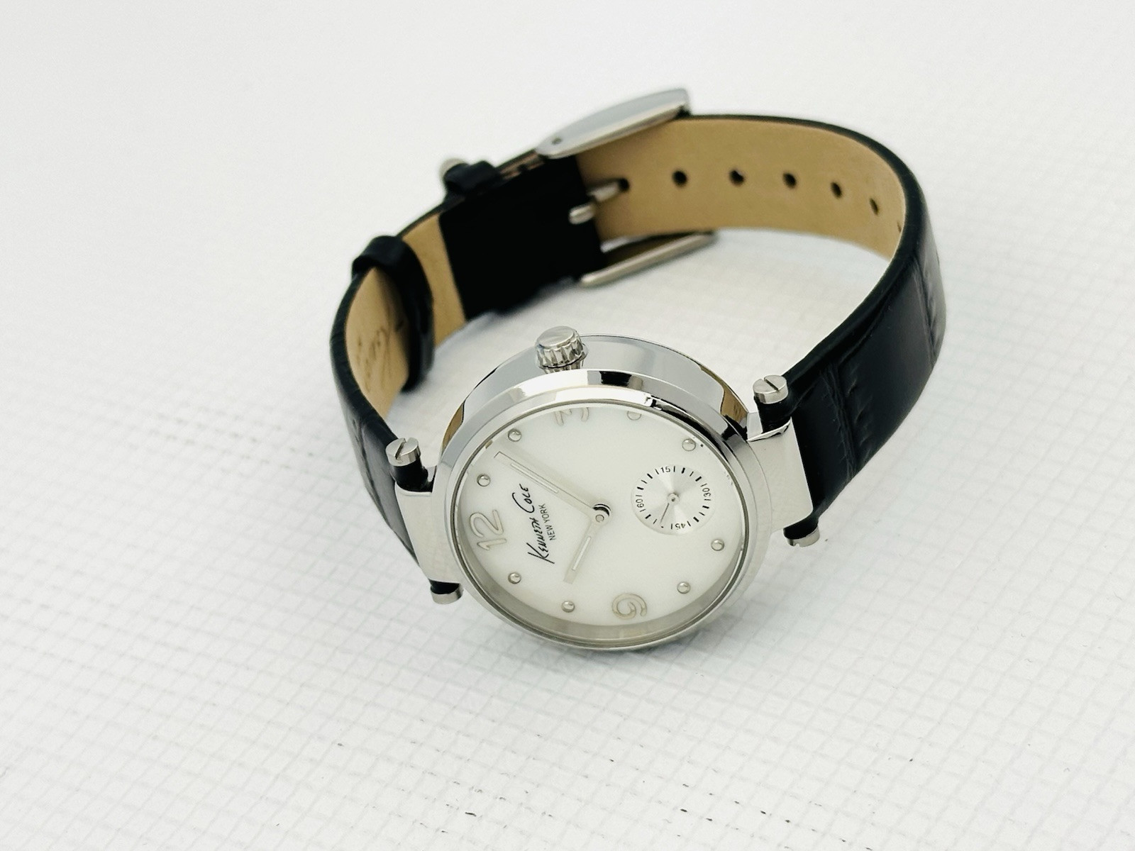 Kenneth Cole KC2568 Sleek ladies MOP Dial Stainless Steel Black Leather Watch