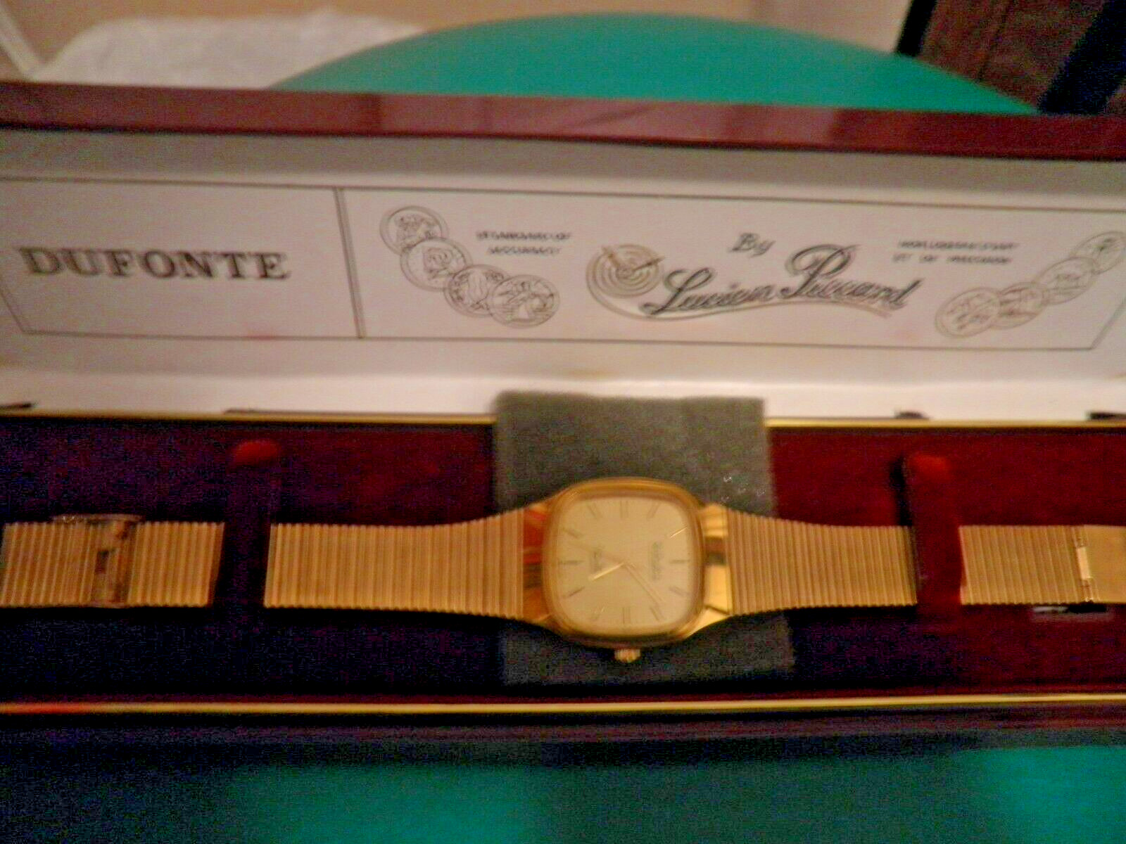 NIB NOS Lucien Piccard Dufonte Quartz Men Dress Watch Gold Tone