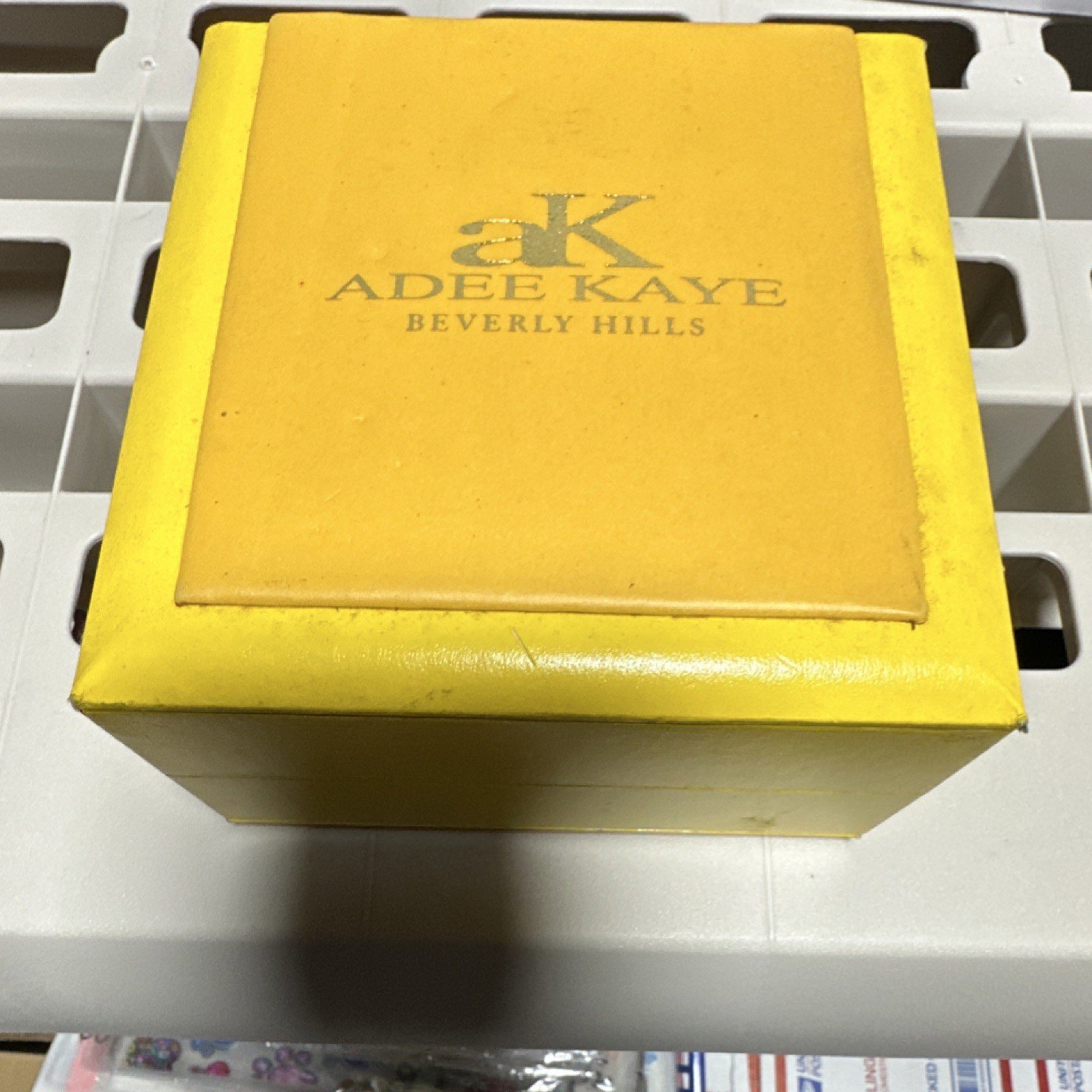 Adee Kaye Beverly Hills Chronograph Yellow Dial Leather Watch Stainless w/Box