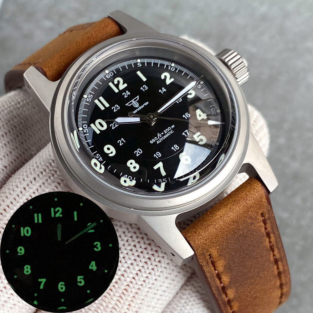 Tandorio Classic 36mm Double Domed Sapphire 20ATM Automatic Sandblast Watch
