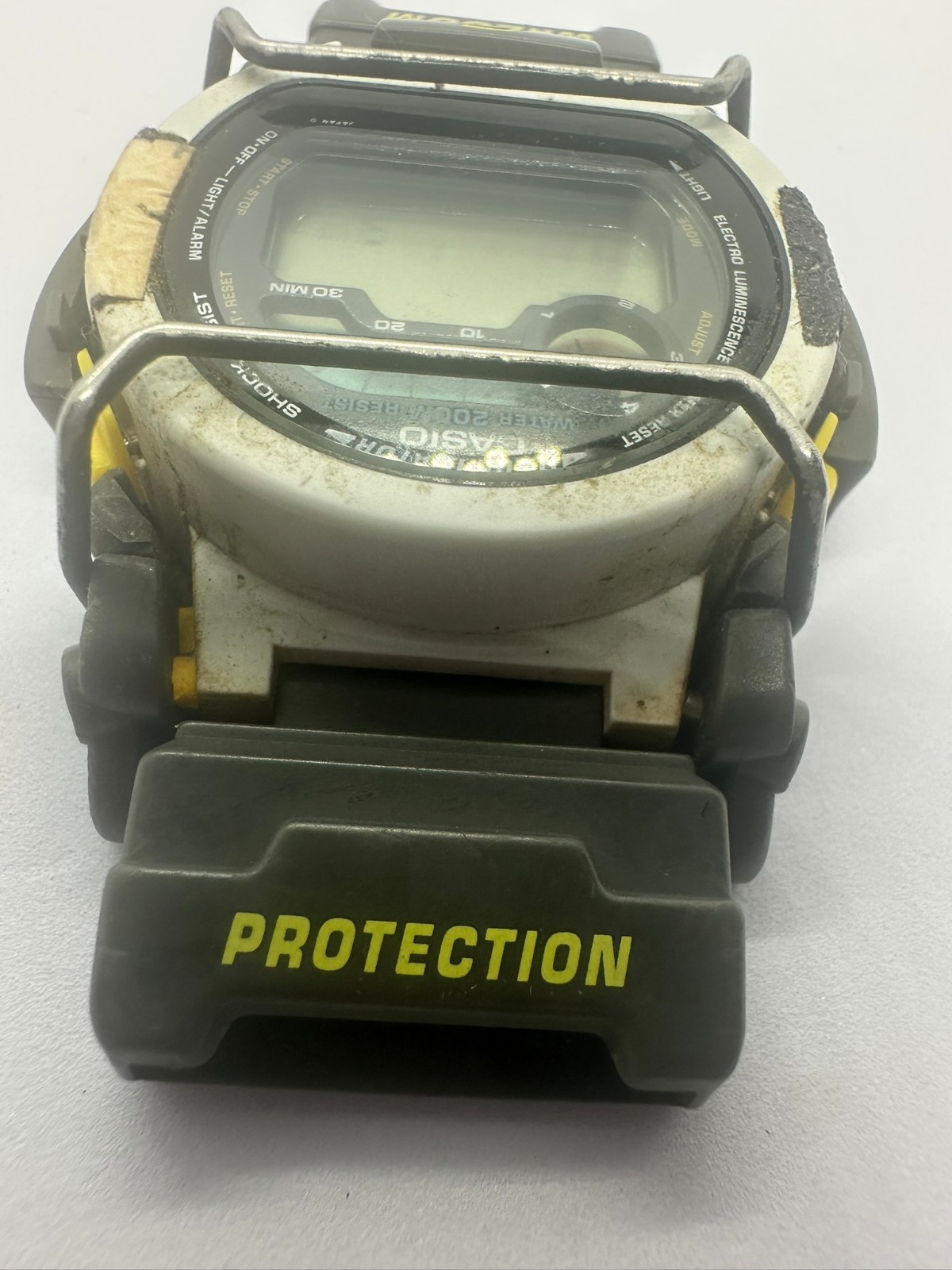 Casio G-Shock DW-002 Yellow Grey Digital Watch Parts Project Backlight Working