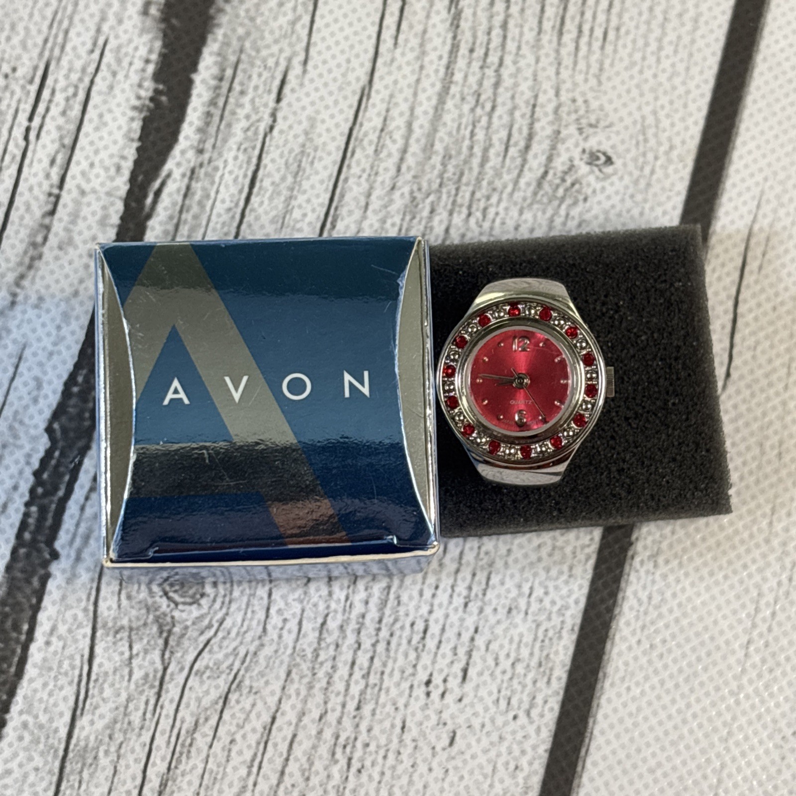 Avon 2005 Birthstone July Sparkling Ring Watch Red Silver Red Dial NIB RARE!